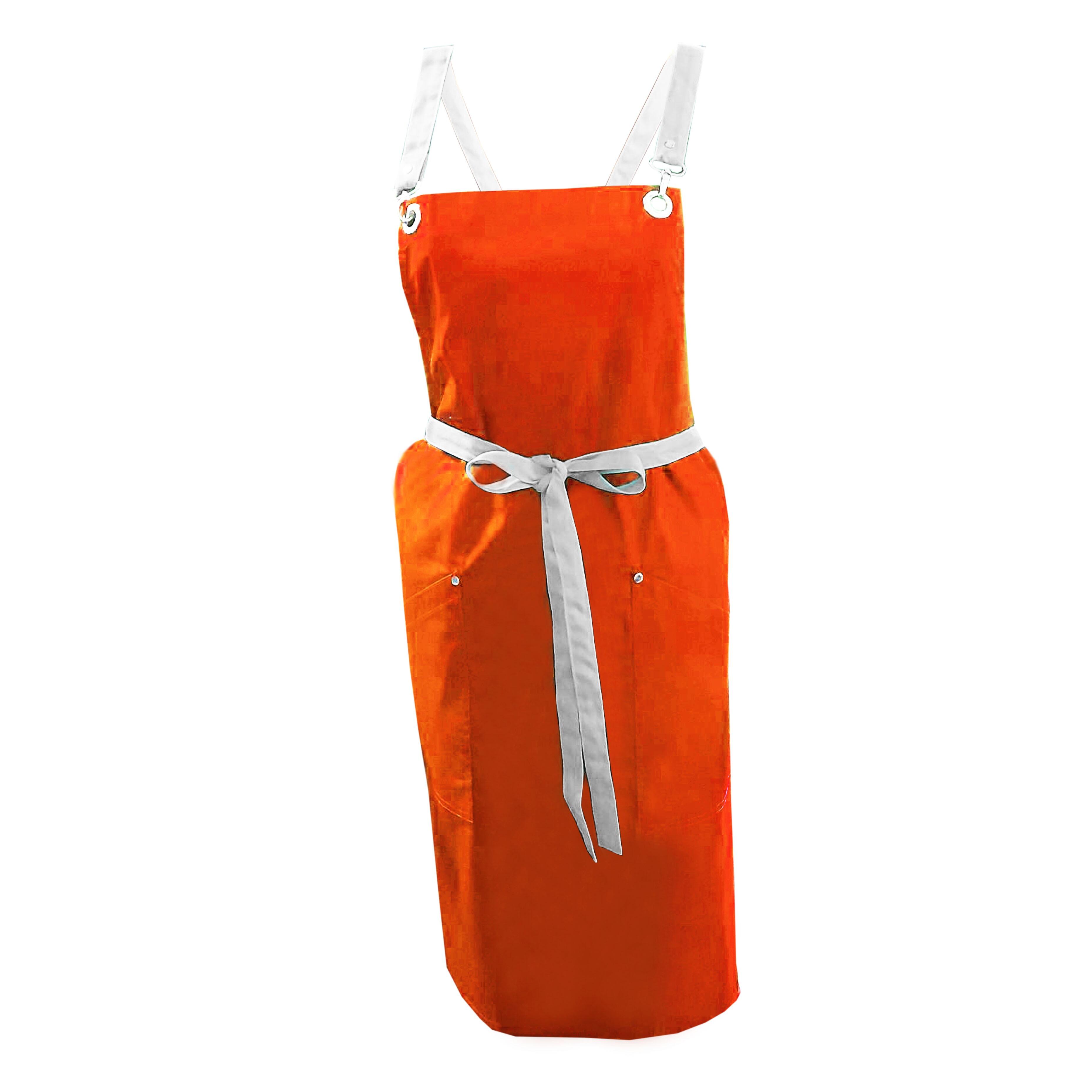 Ladies Apron with Crossover Ties Orange