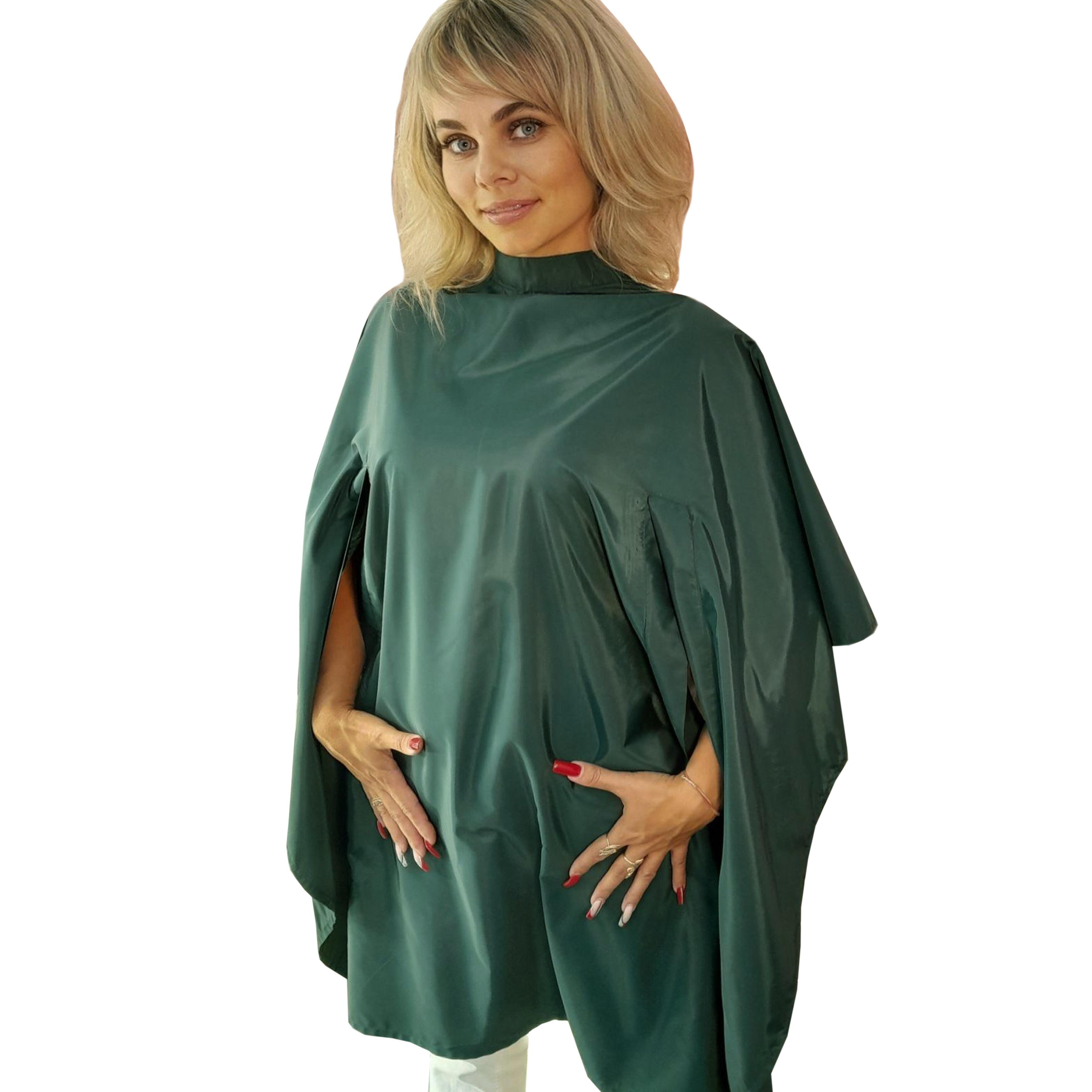 Hair salon cape with hand slits Bottle Green