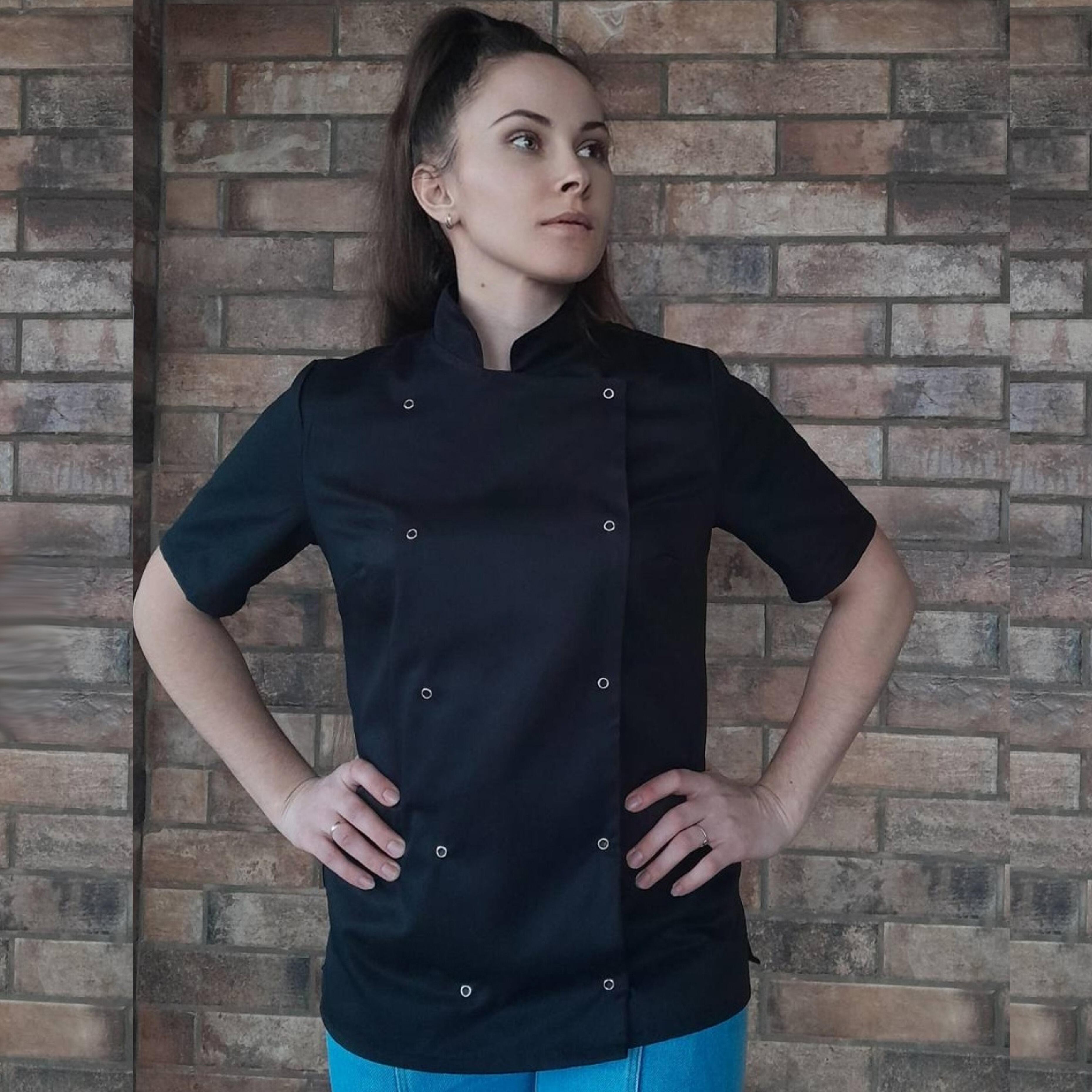 Nibano Women's Short Sleeve Chef Jacket Black