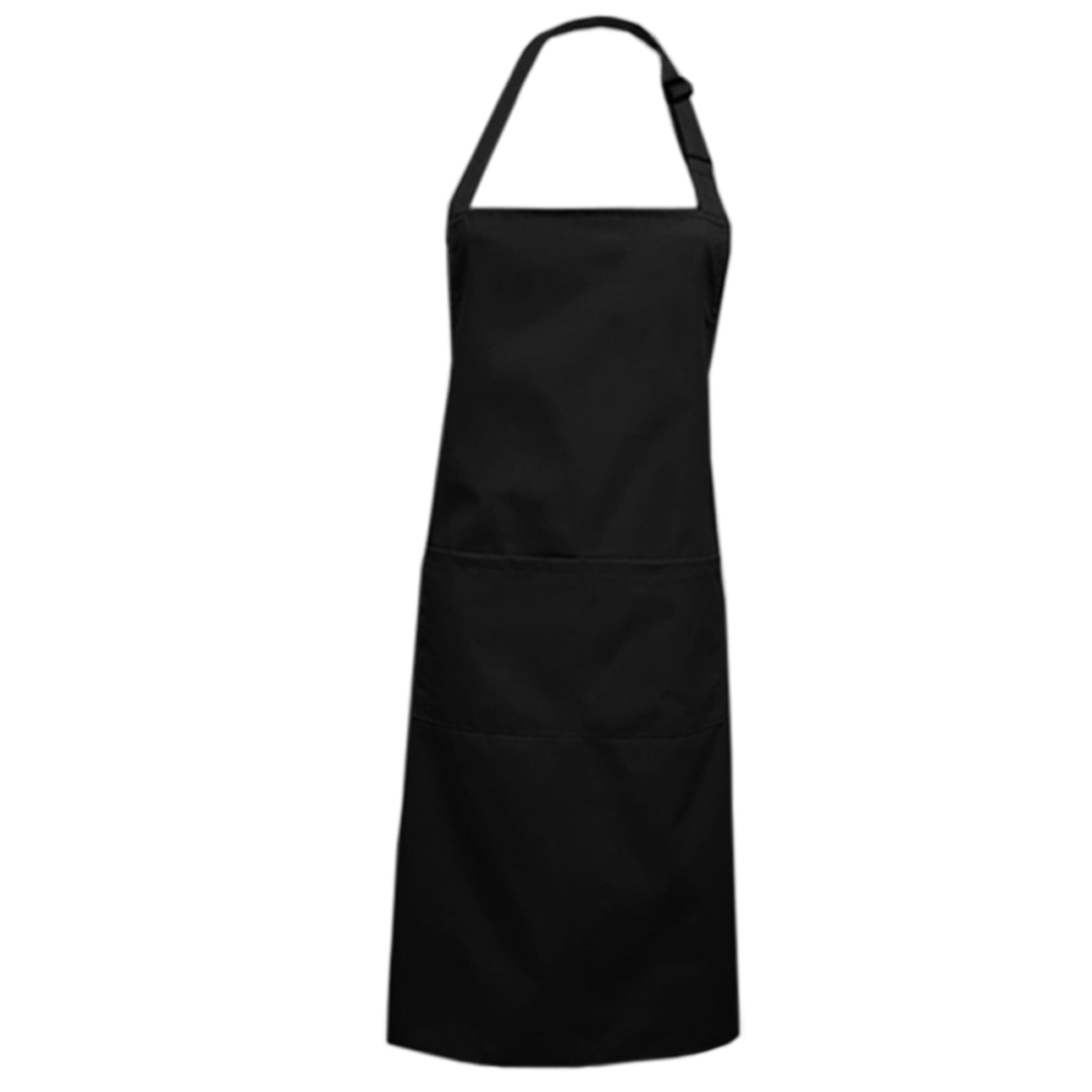 Black Mid Length Bib Apron  with pockets