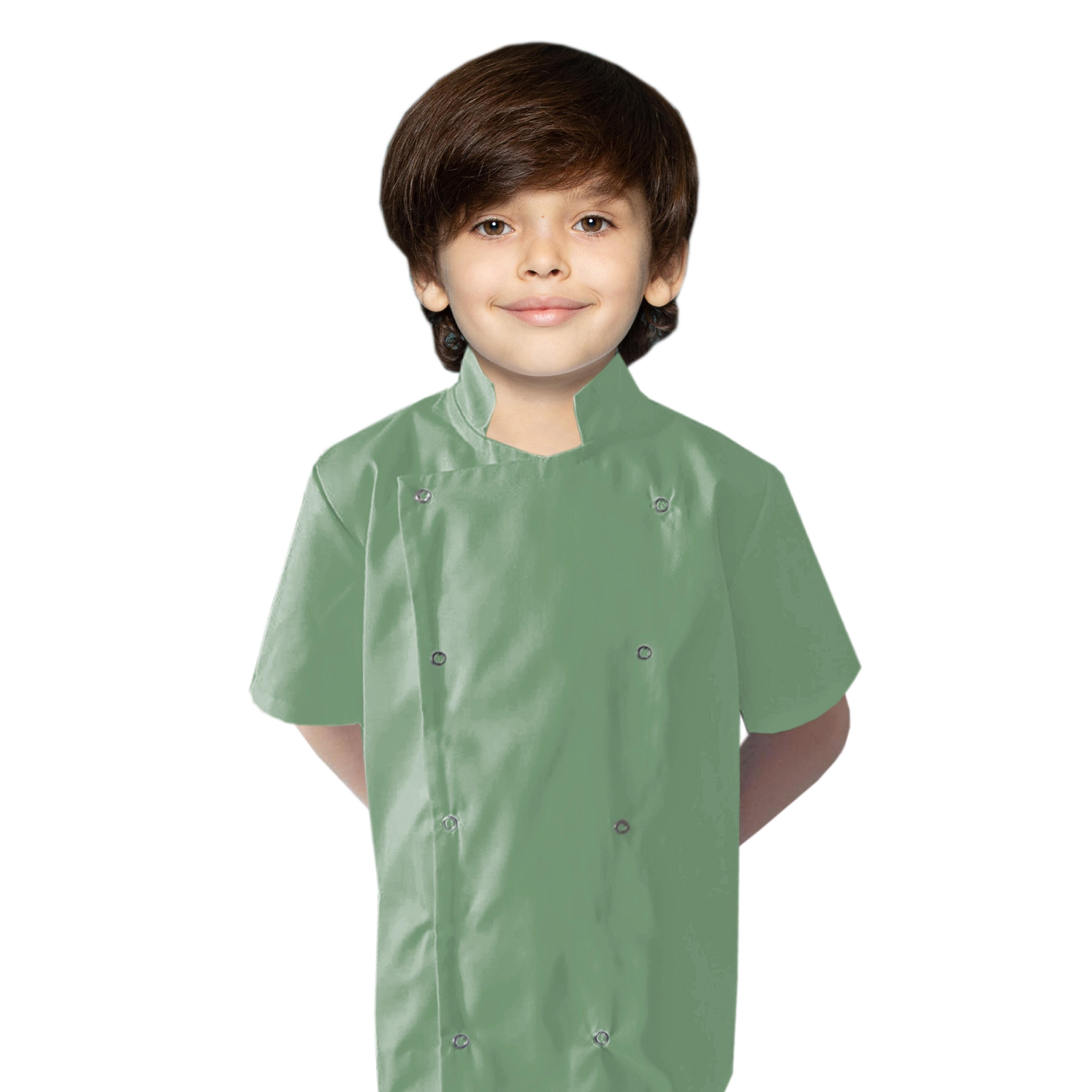 Personalised Kids Short Sleeve Chef's Jacket Olive
