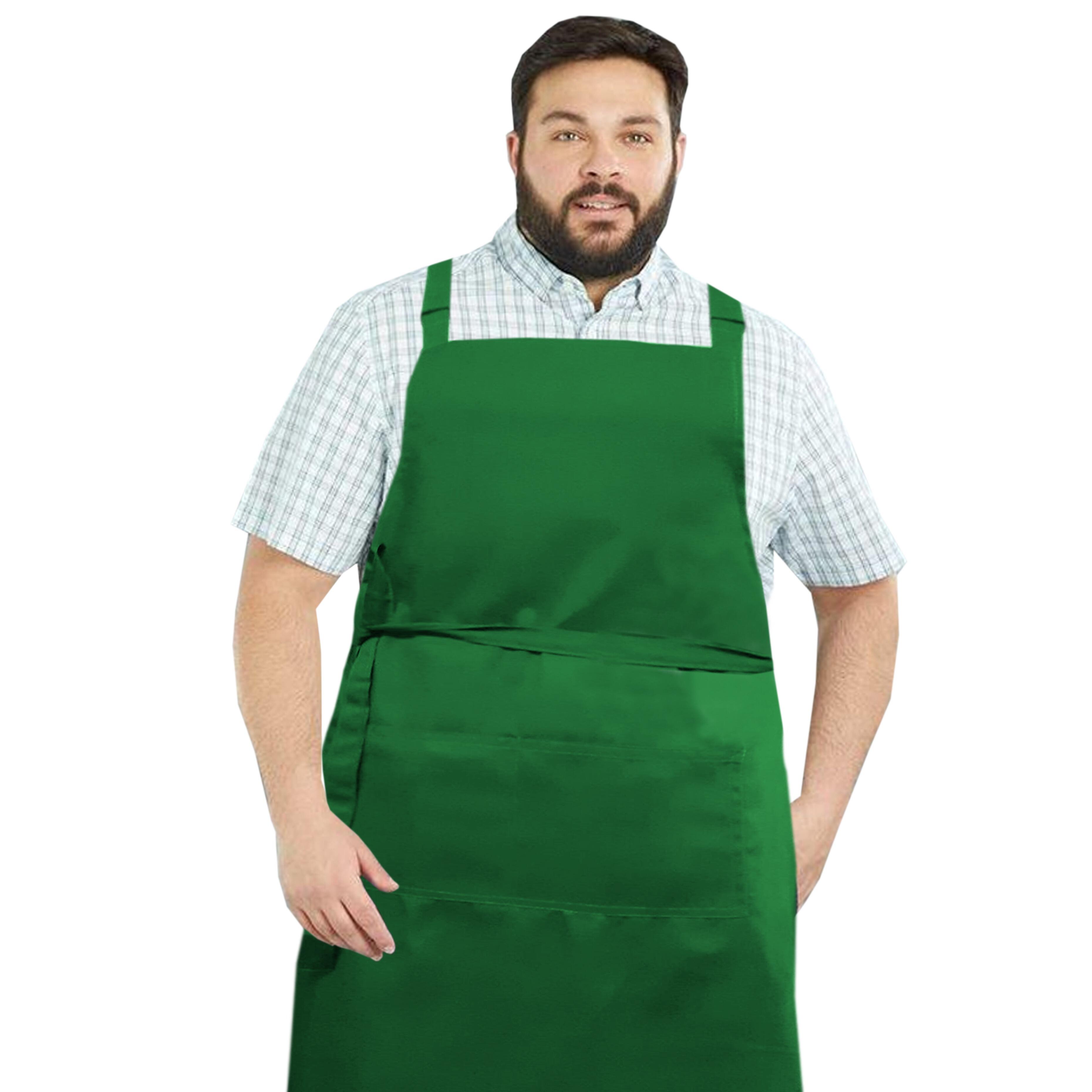 Custom Plus Size Bib Apron Pockets Kelly Green
