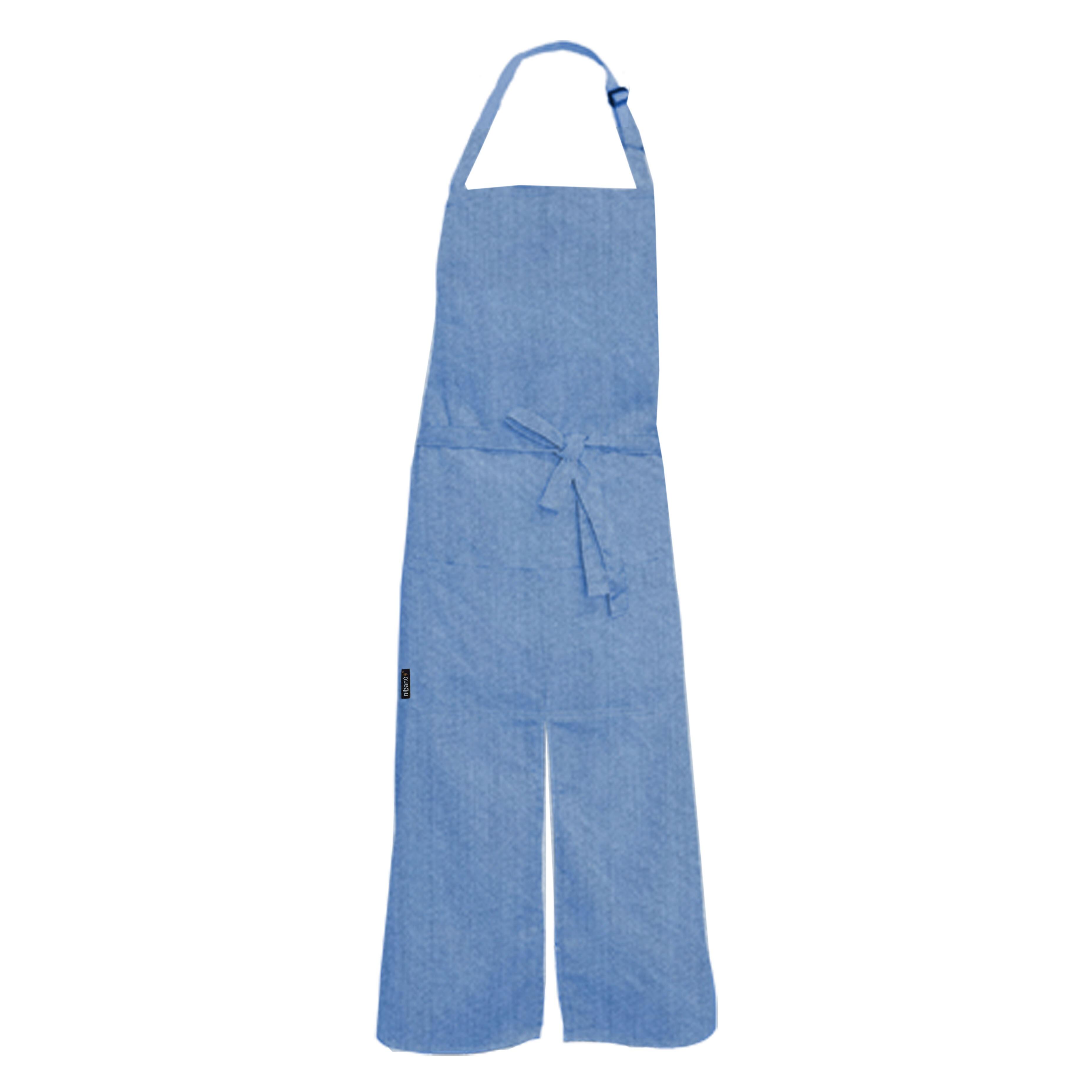 Personalised Long Splitted Bib Apron Denim Blue