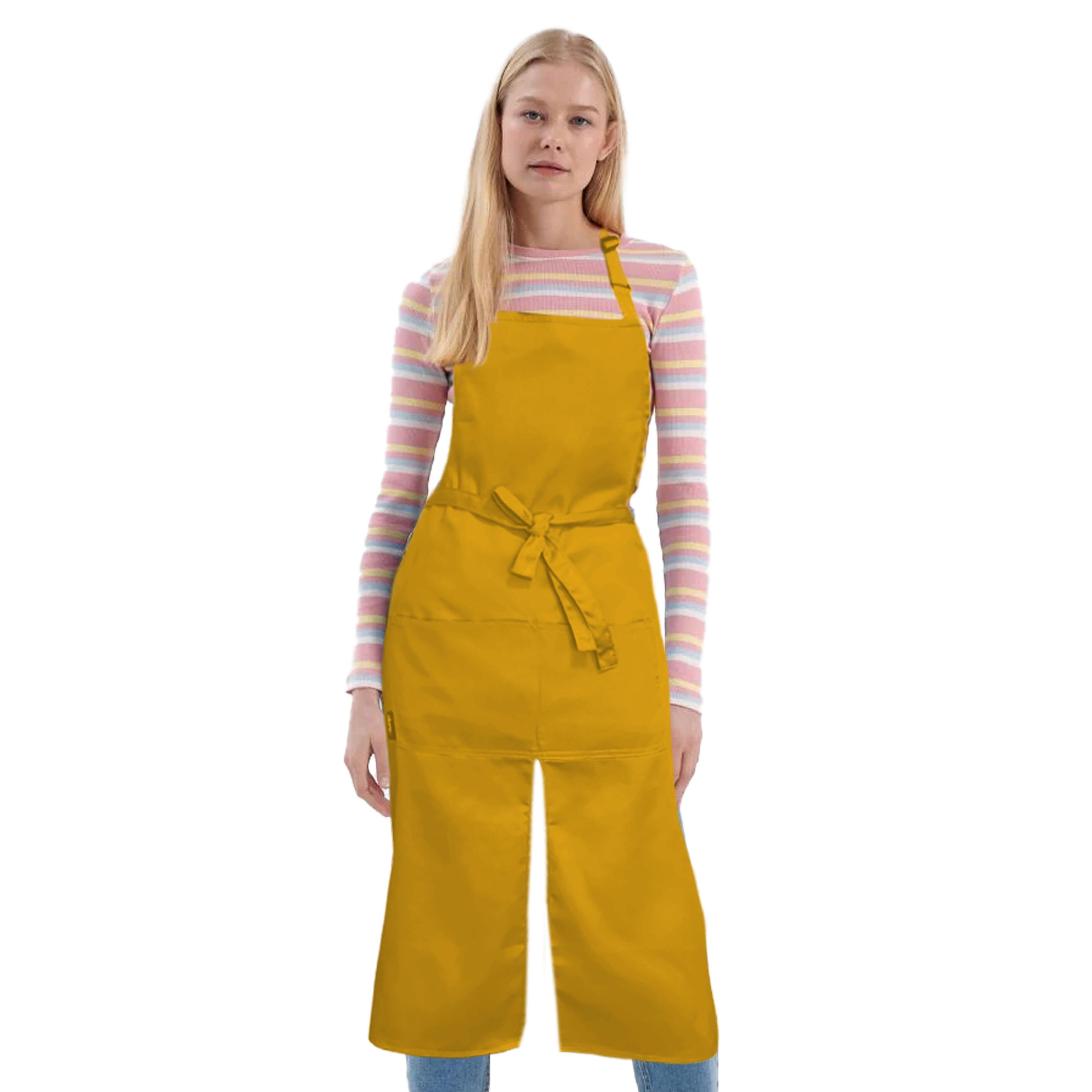 Custom Long Splitted Bib Apron Yellow