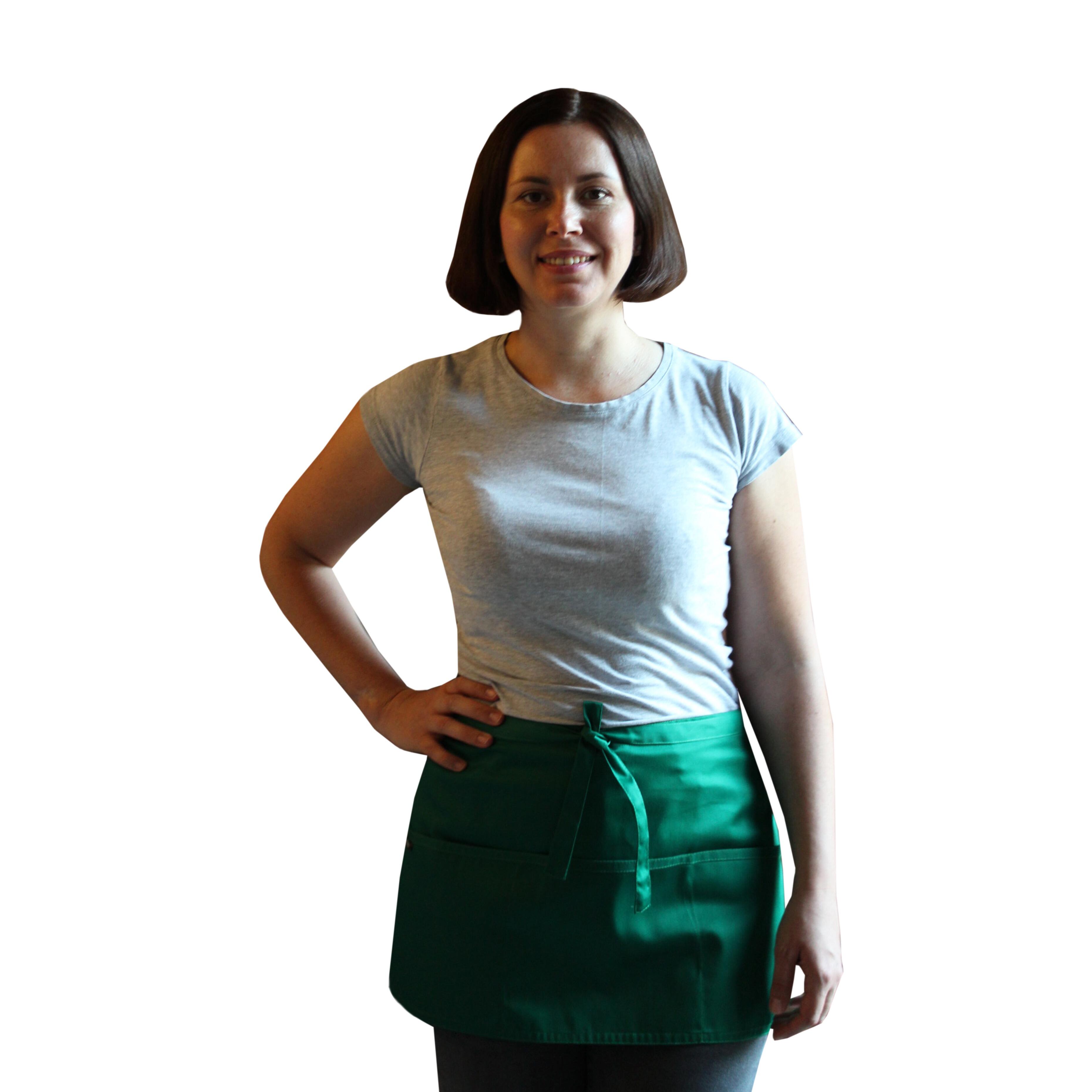 Nibano short waist apron with pockets kelly green