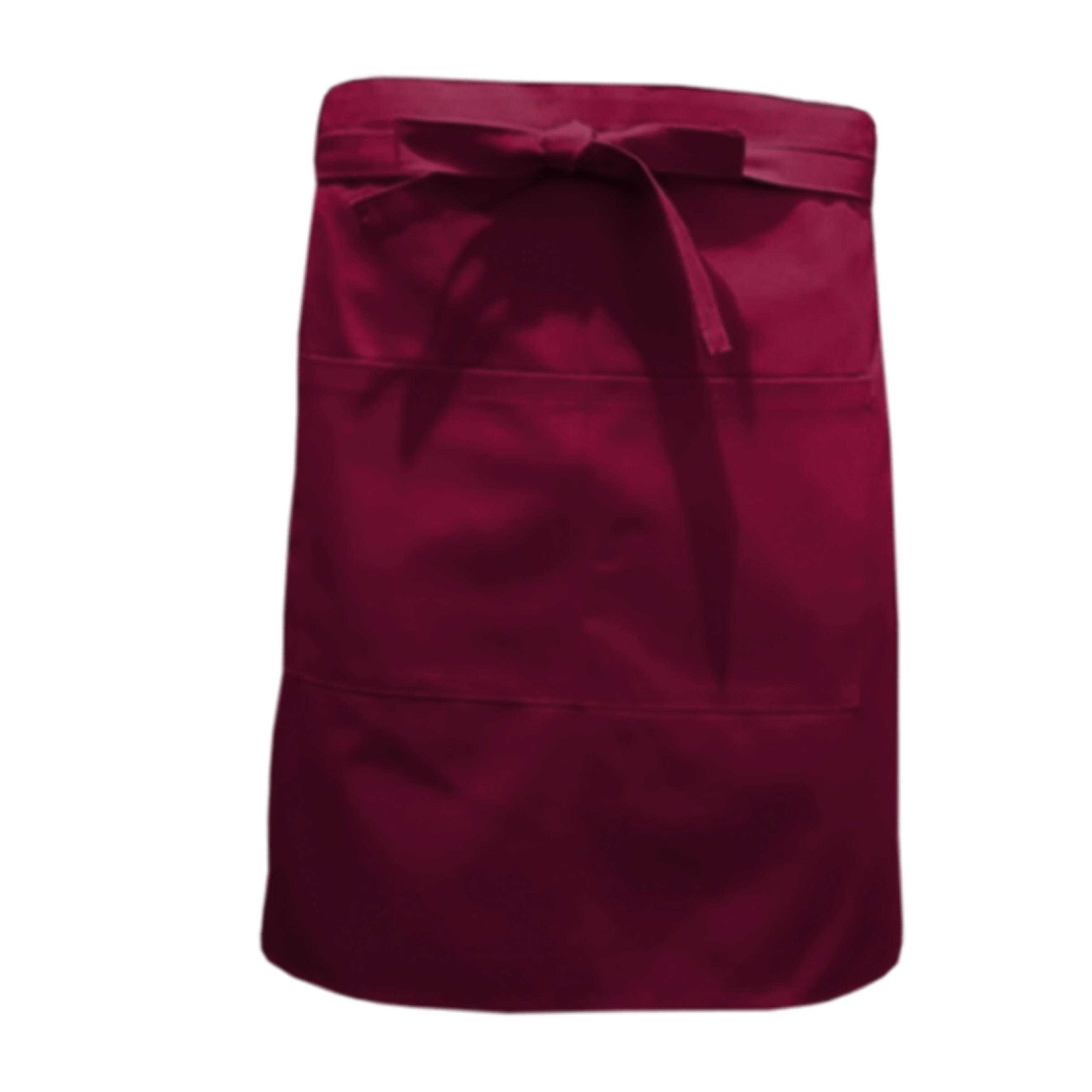 Nibano mid length waist apron with pockets Burgundy