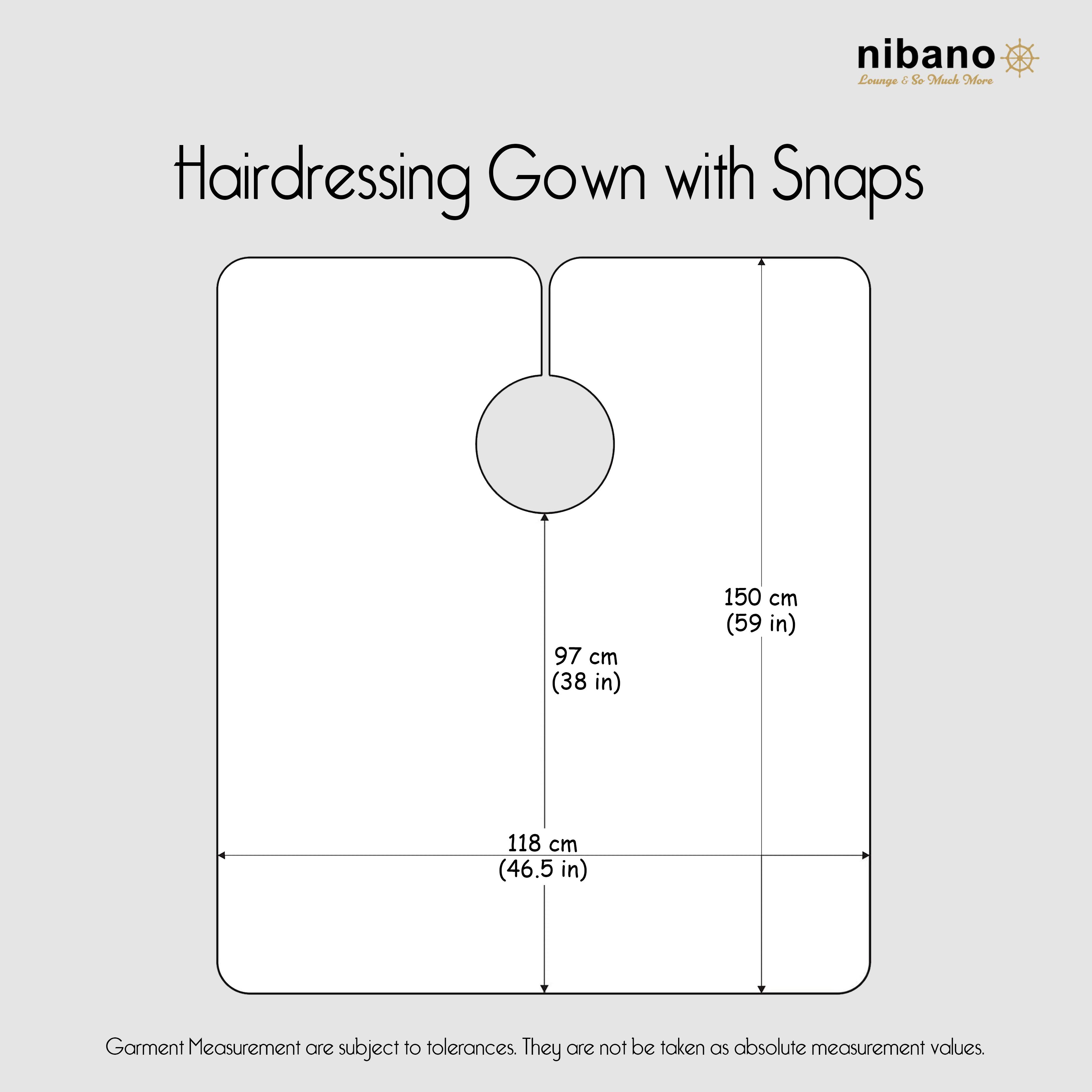 Nibano hairdressing gown with poppers red size chart