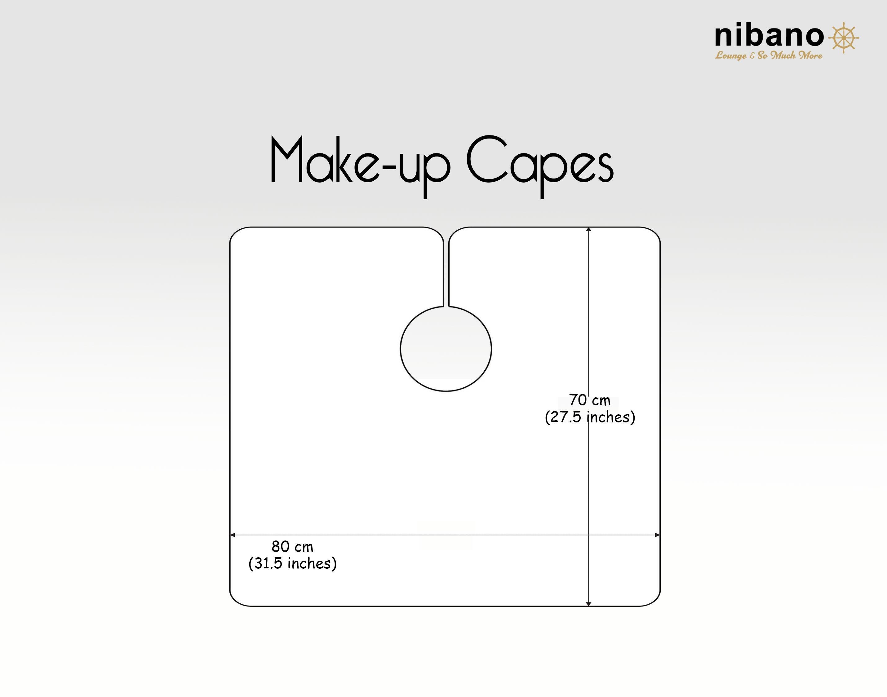 Personalised make up cape white dimensions
