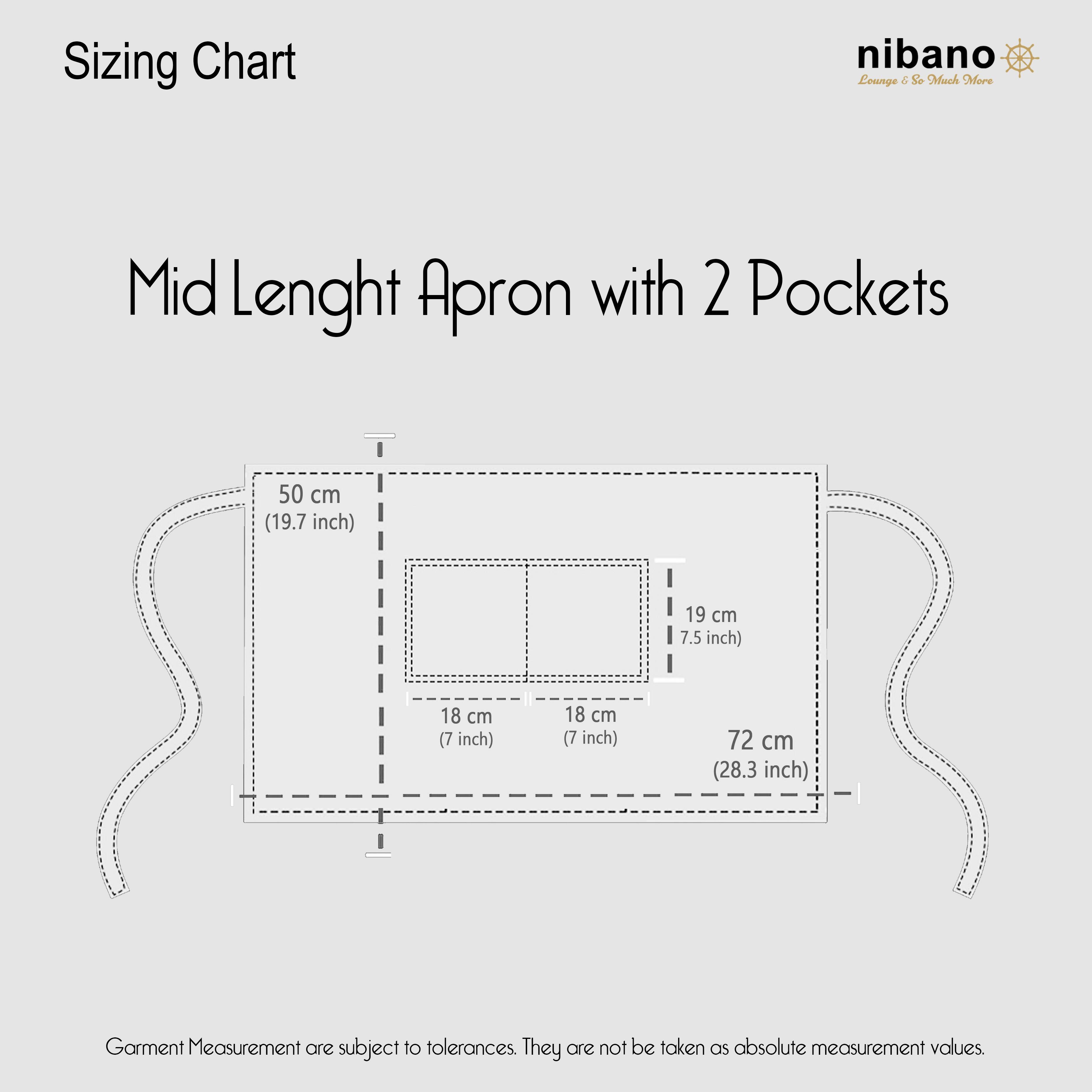 Nibano mid length waist apron with pockets with embroidery