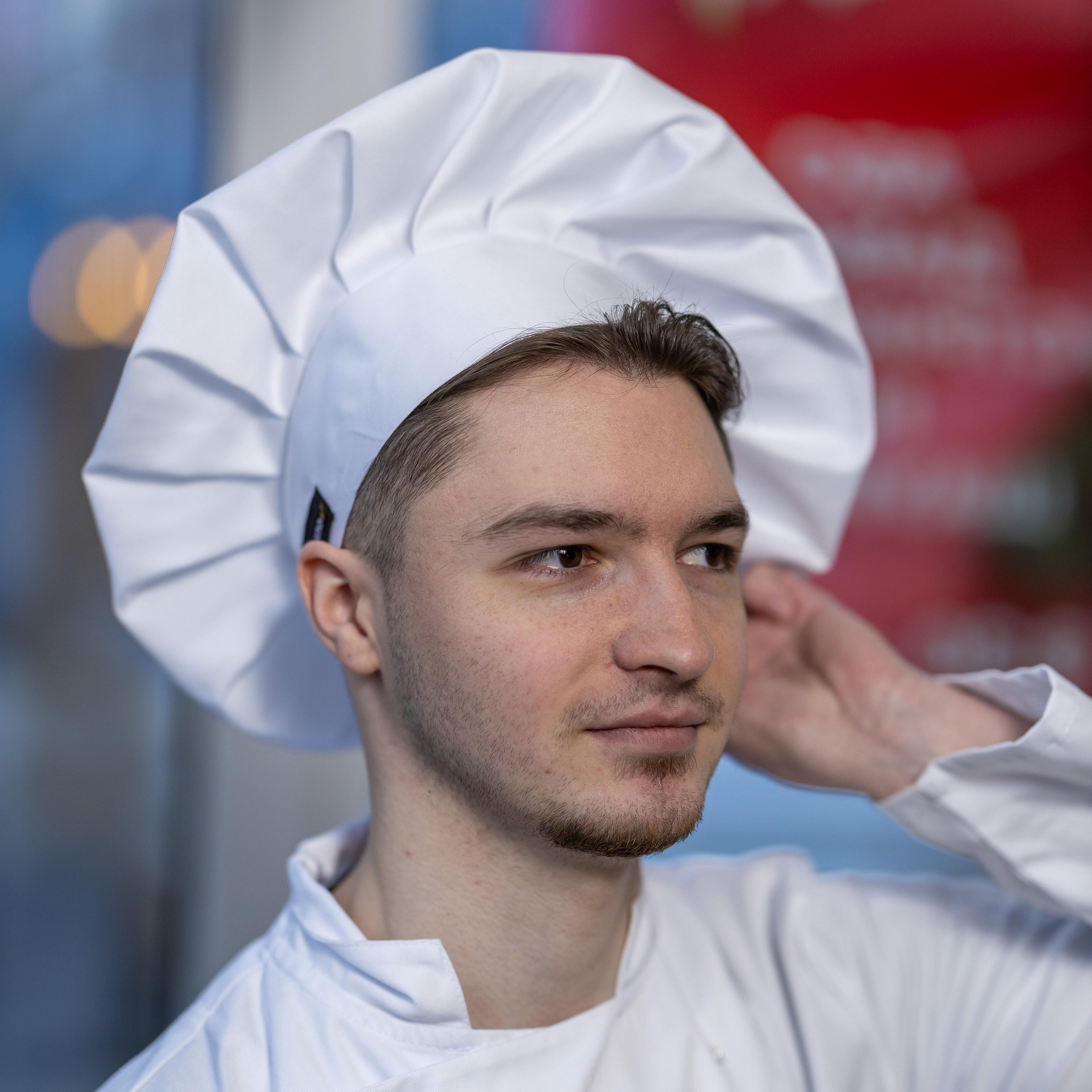 Chef's Hat White Adjustable Velcro closure