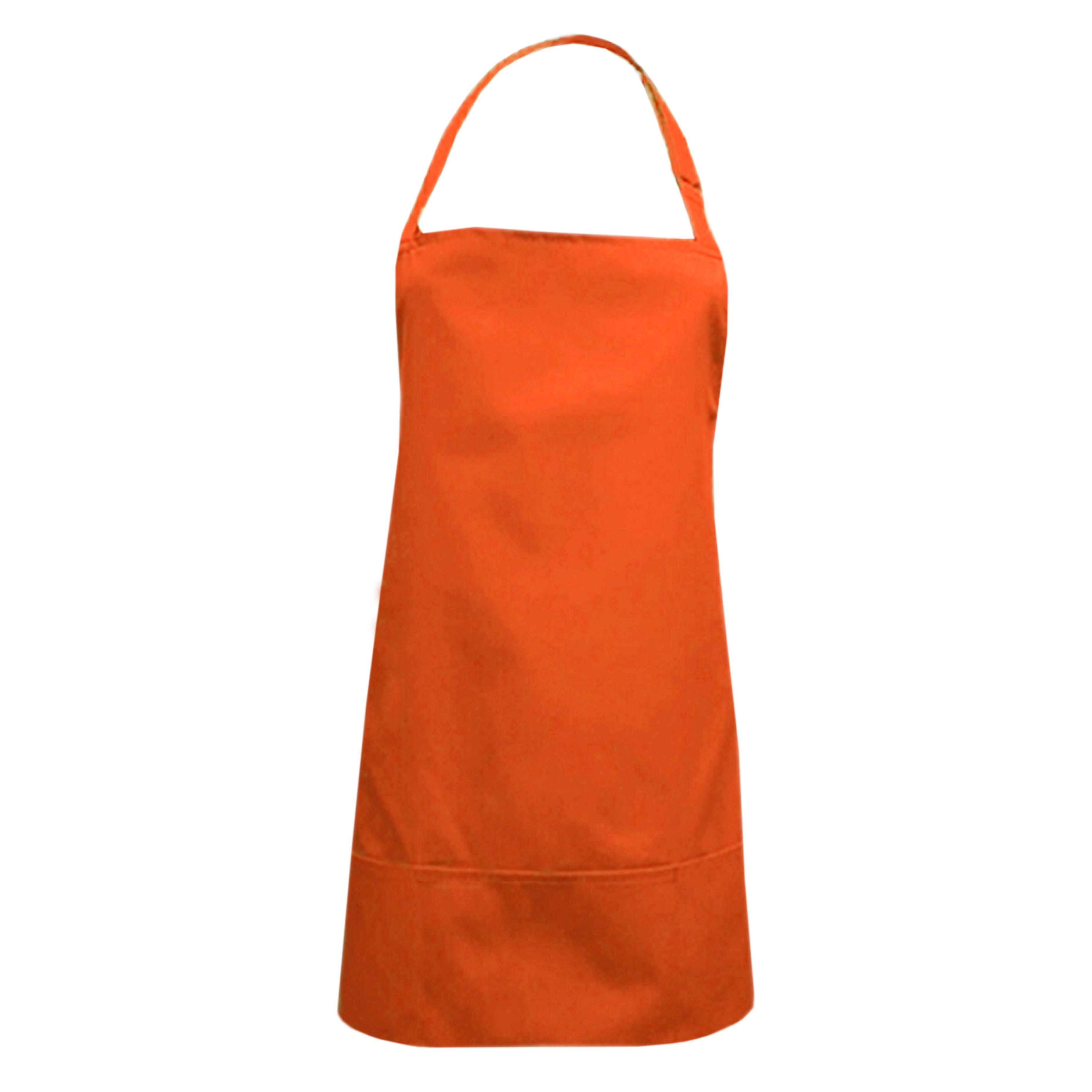 Orange Short Bib Apron with pockets