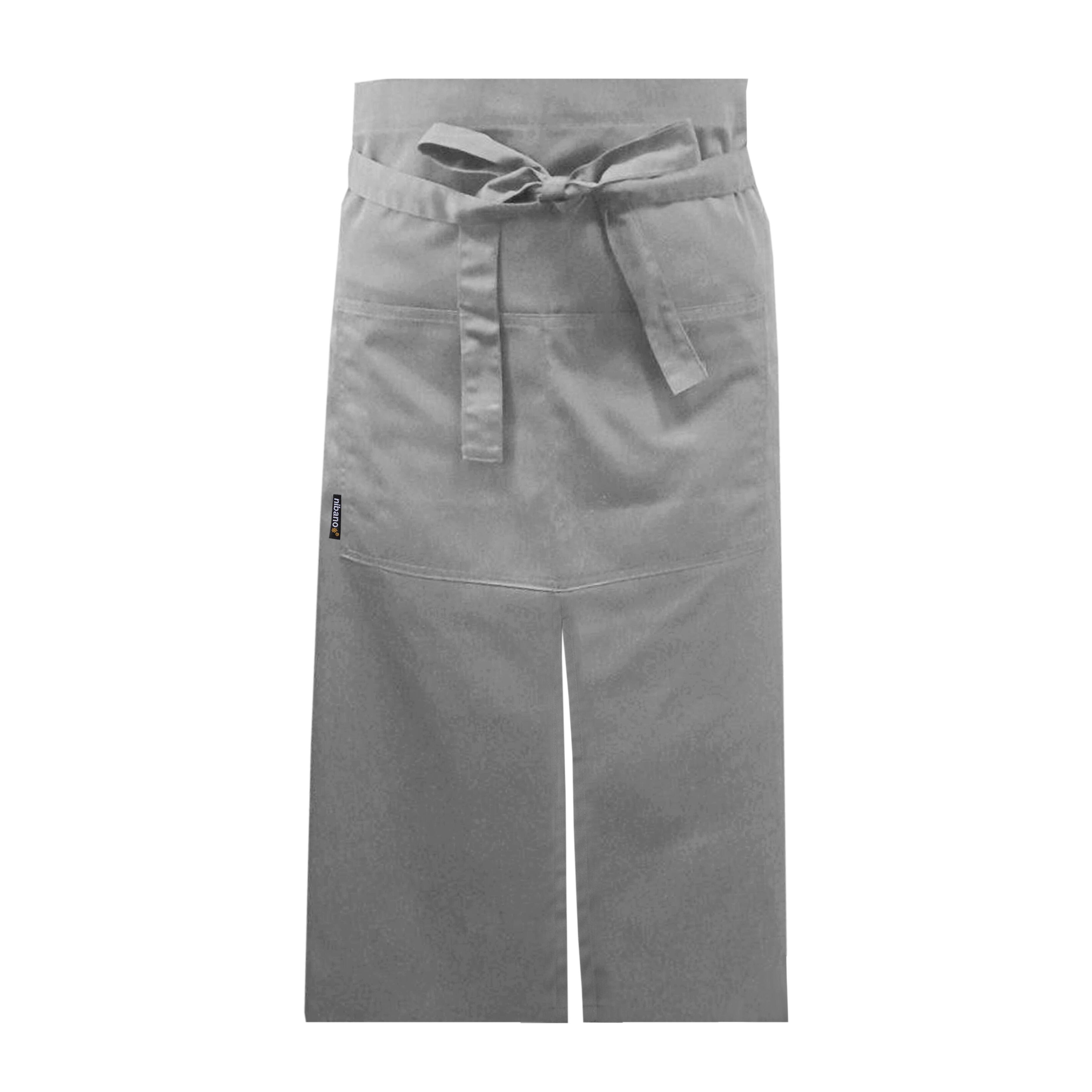 Light Grey Long Waist Split Leg Apron for Chef