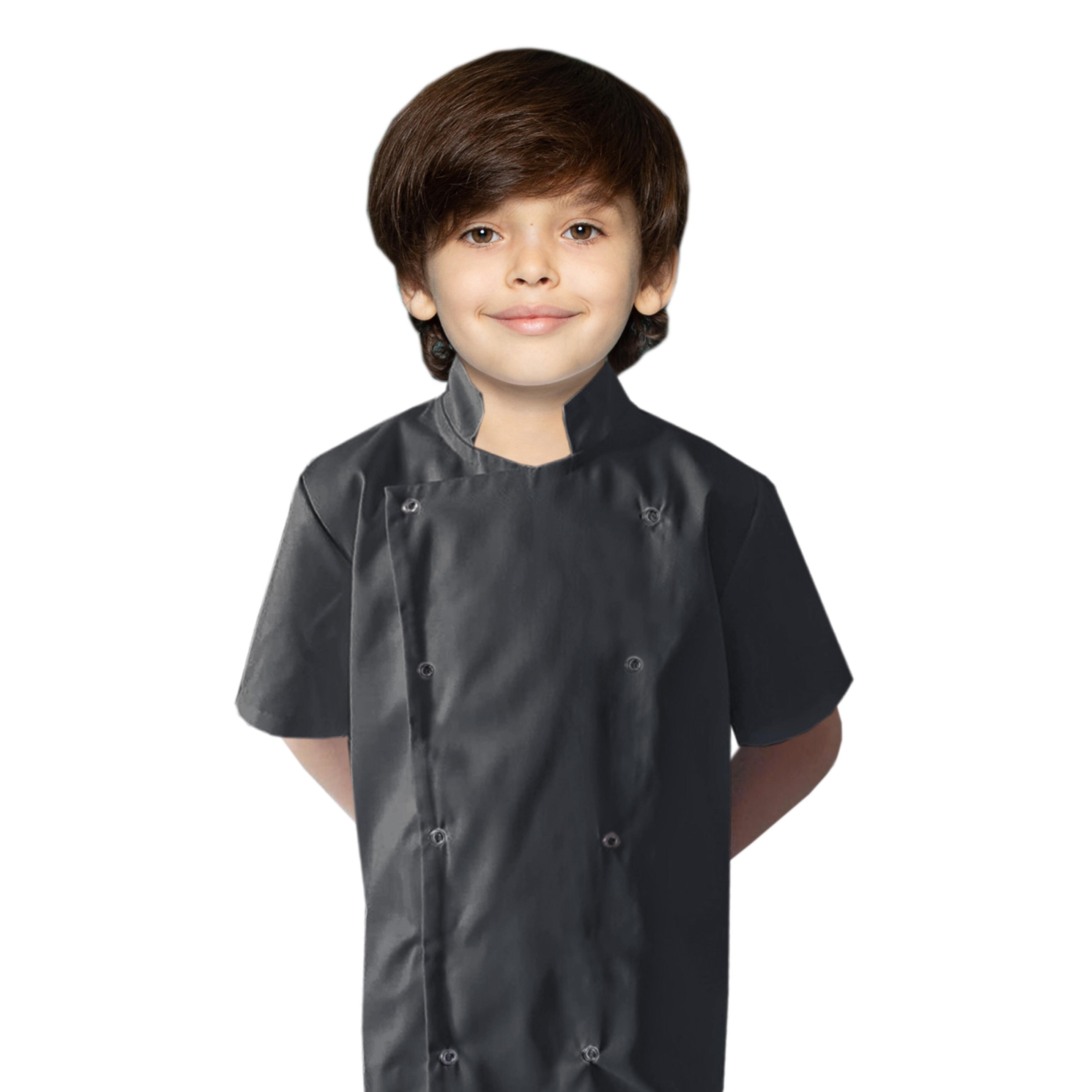 Custom Dark Grey Kids Chef's Jacket with name
