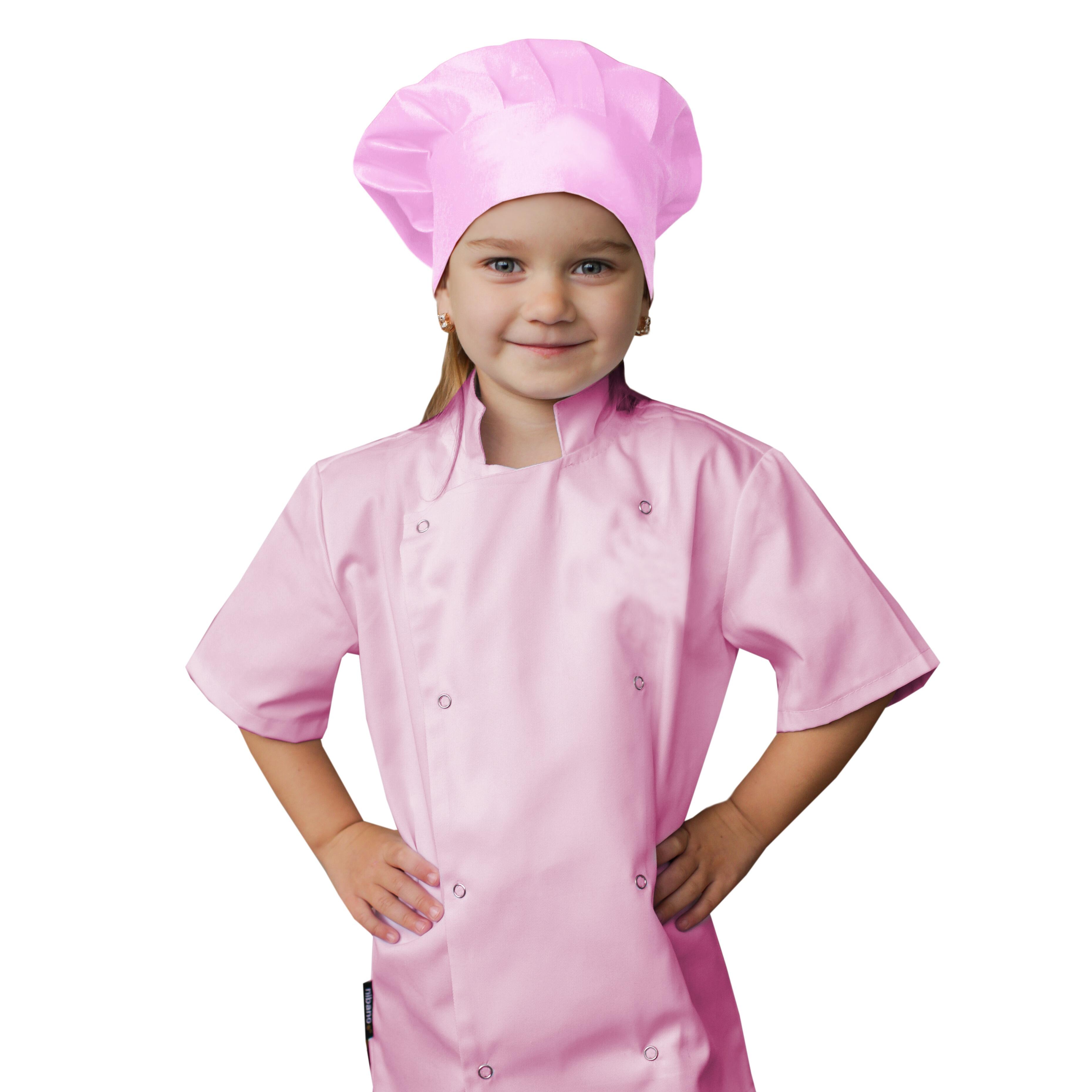 Personalised Kids Short Sleeve Chef's Jacket Pink