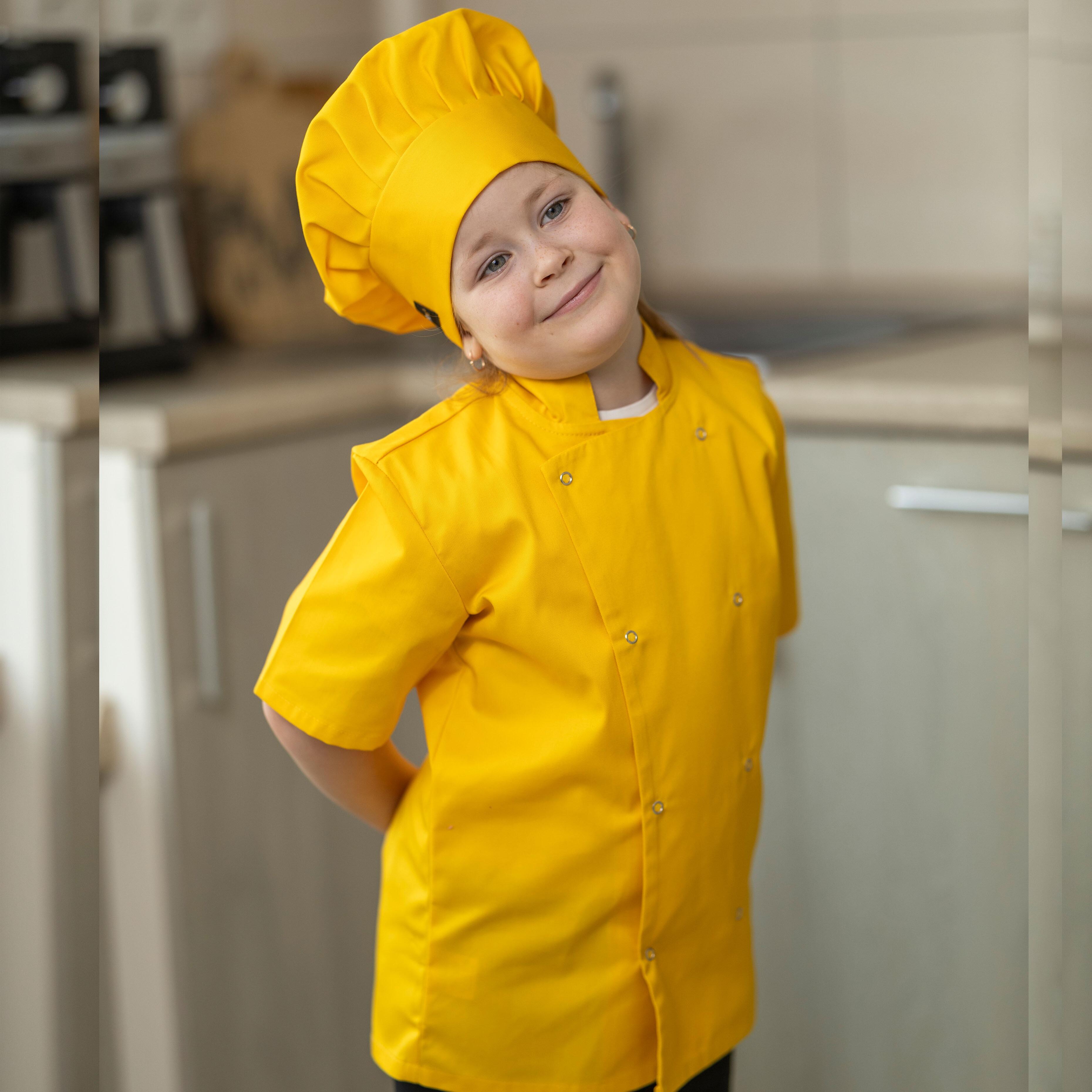 Yellow  Kids Chef's Jacket with name