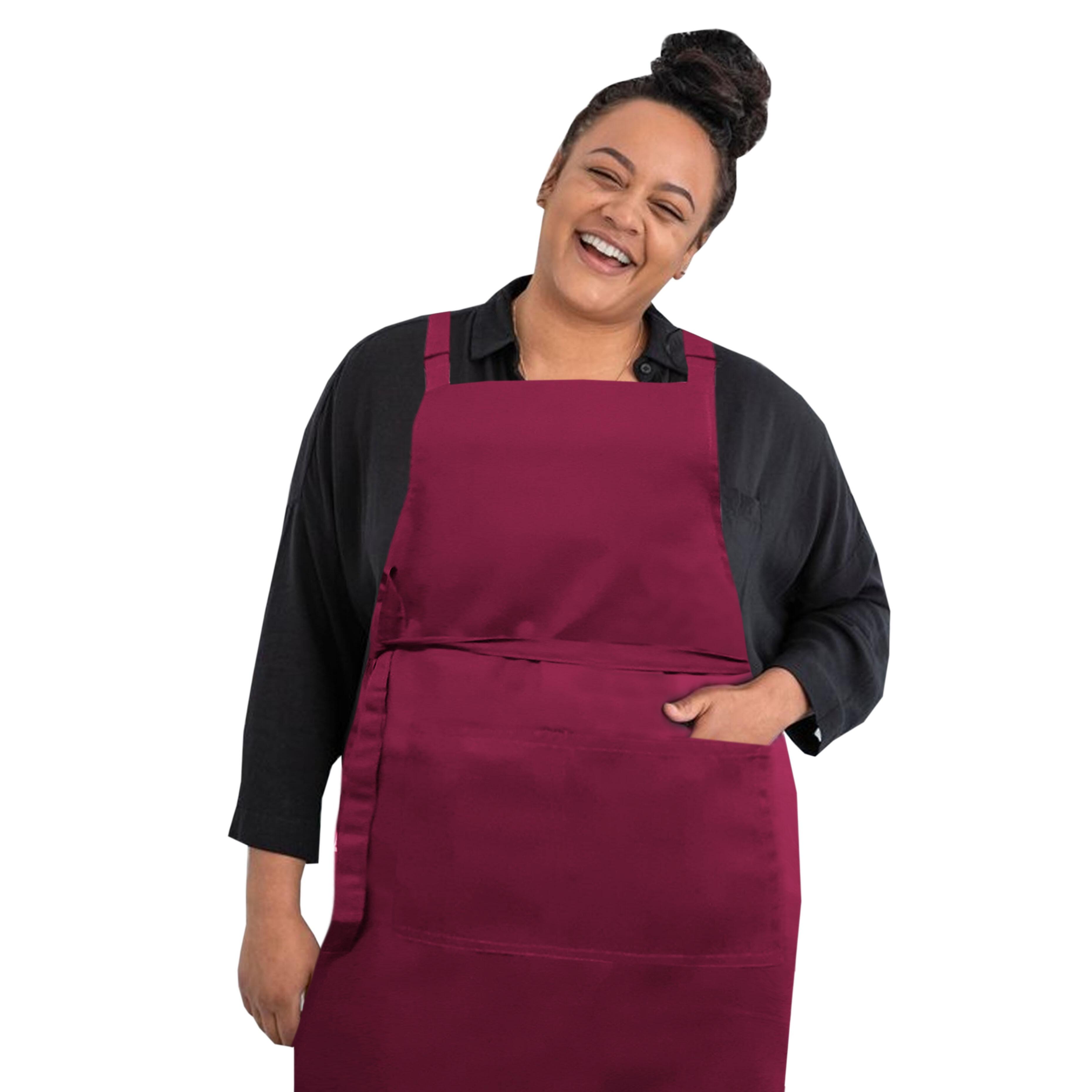 Personalised Plus Size Apron Pockets Burgundy