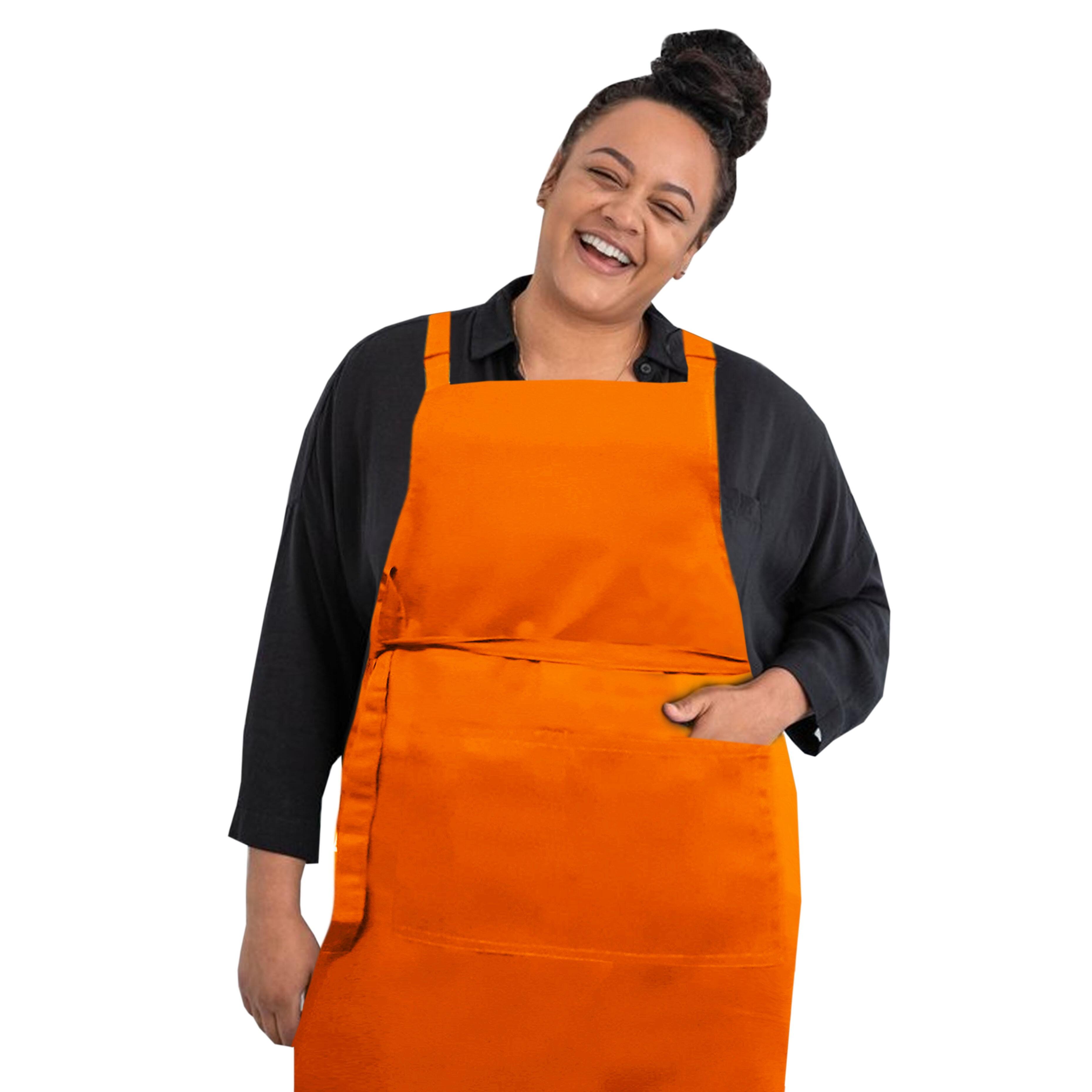 Personalised Plus Size Bib Apron Pockets Orange
