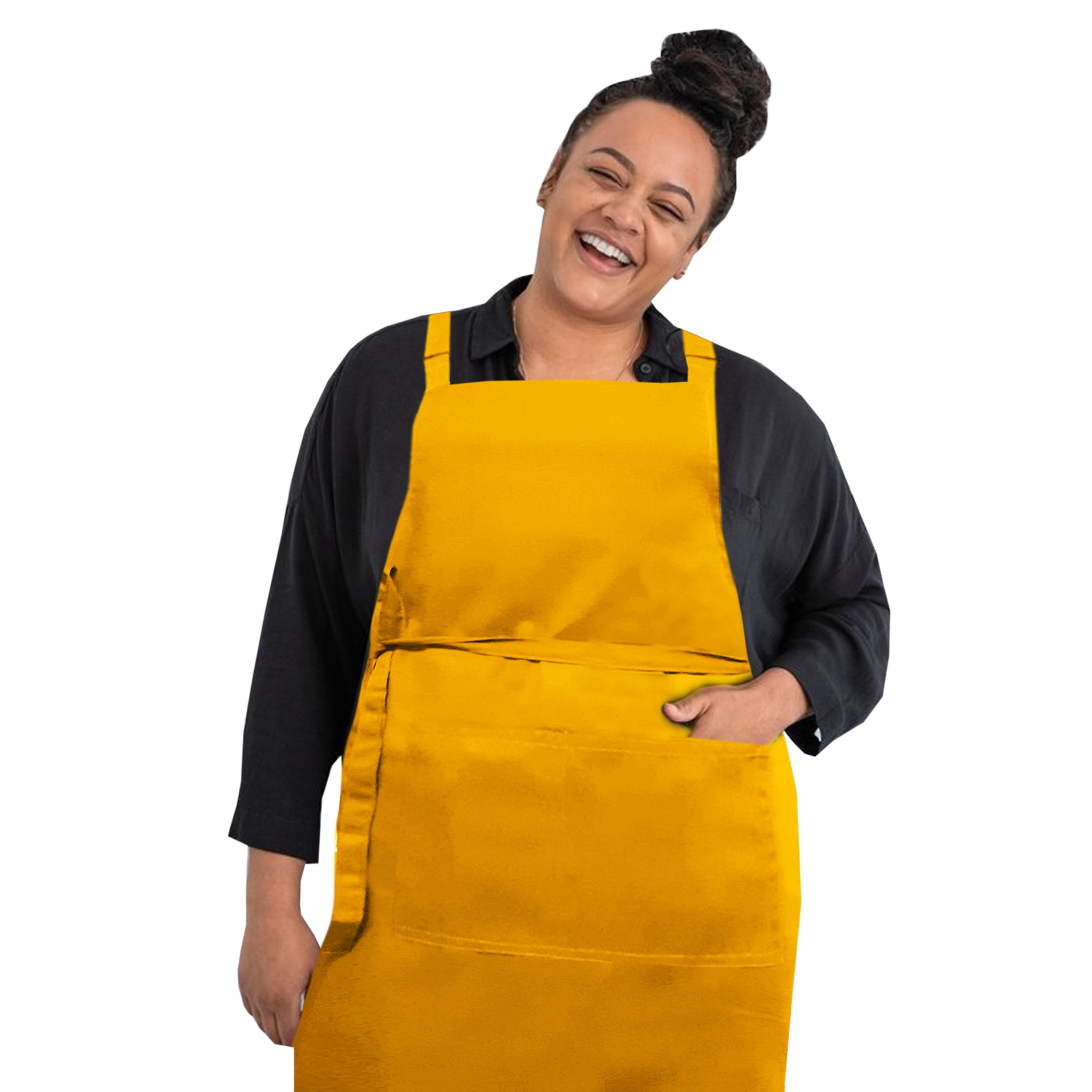 Personalised Plus Size Bib Apron Pockets Yellow