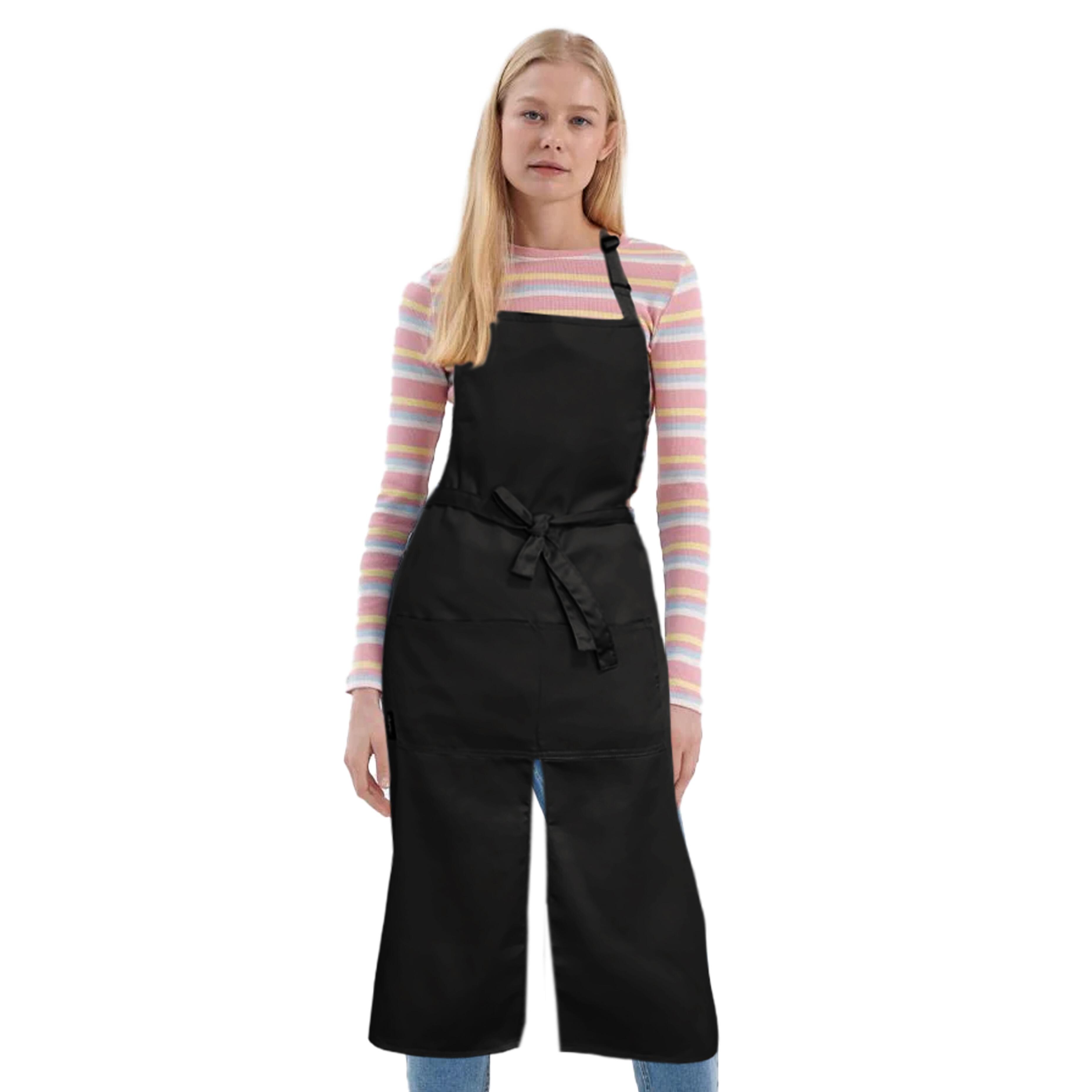 Custom Long Splitted Bib Apron Black