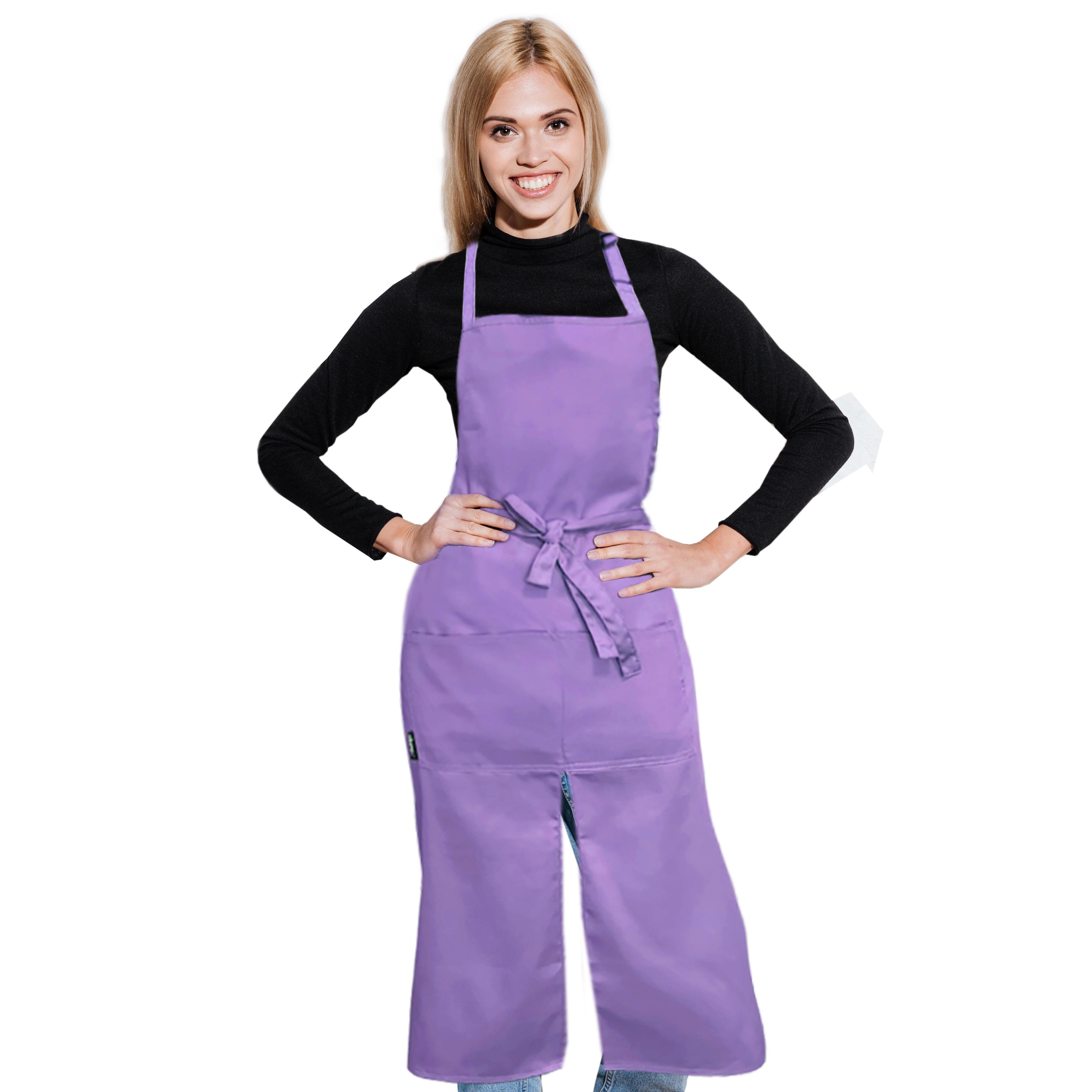 Custom Long Splitted Bib Apron Lilac