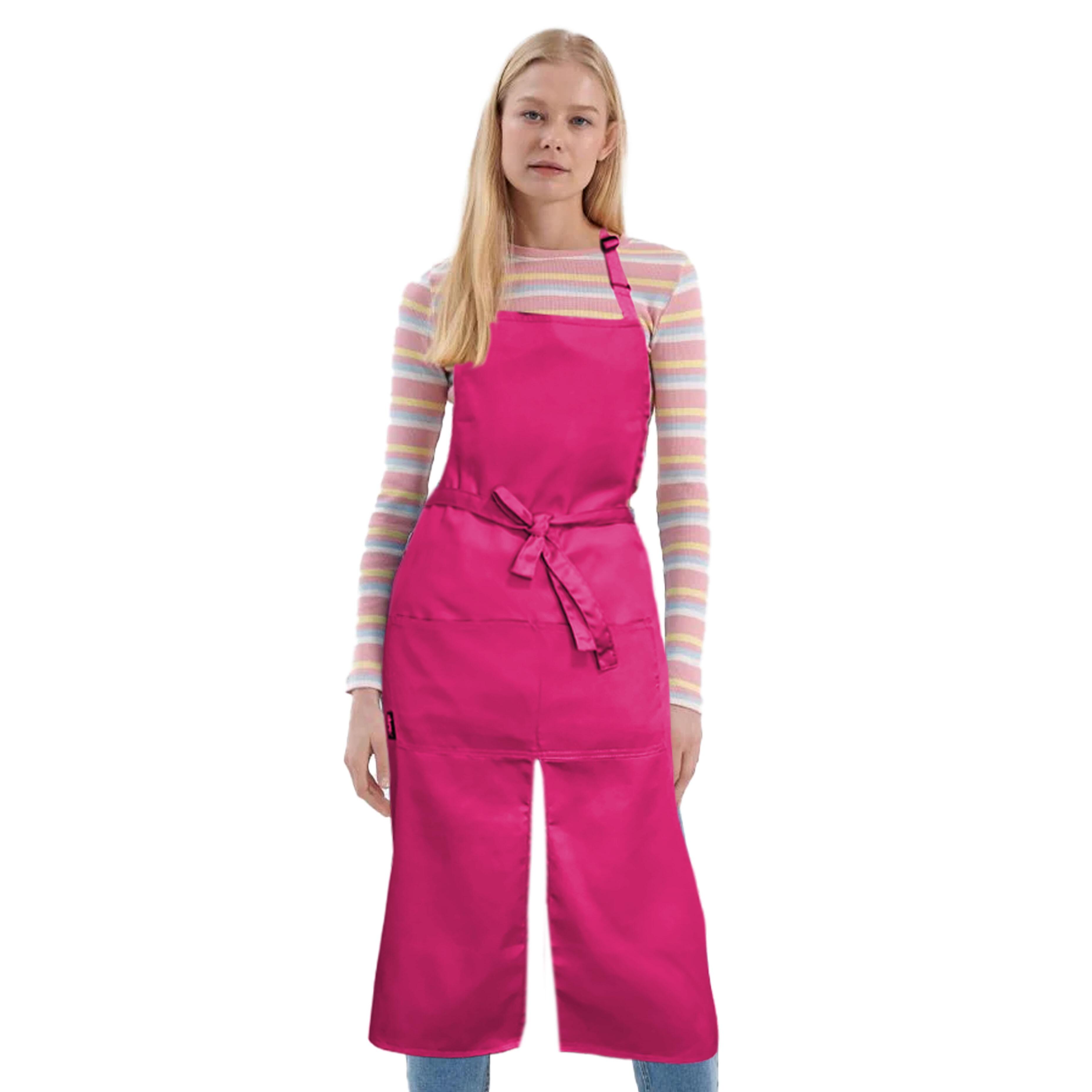 Nibano Long Splitted Bib Apron Hot Pink