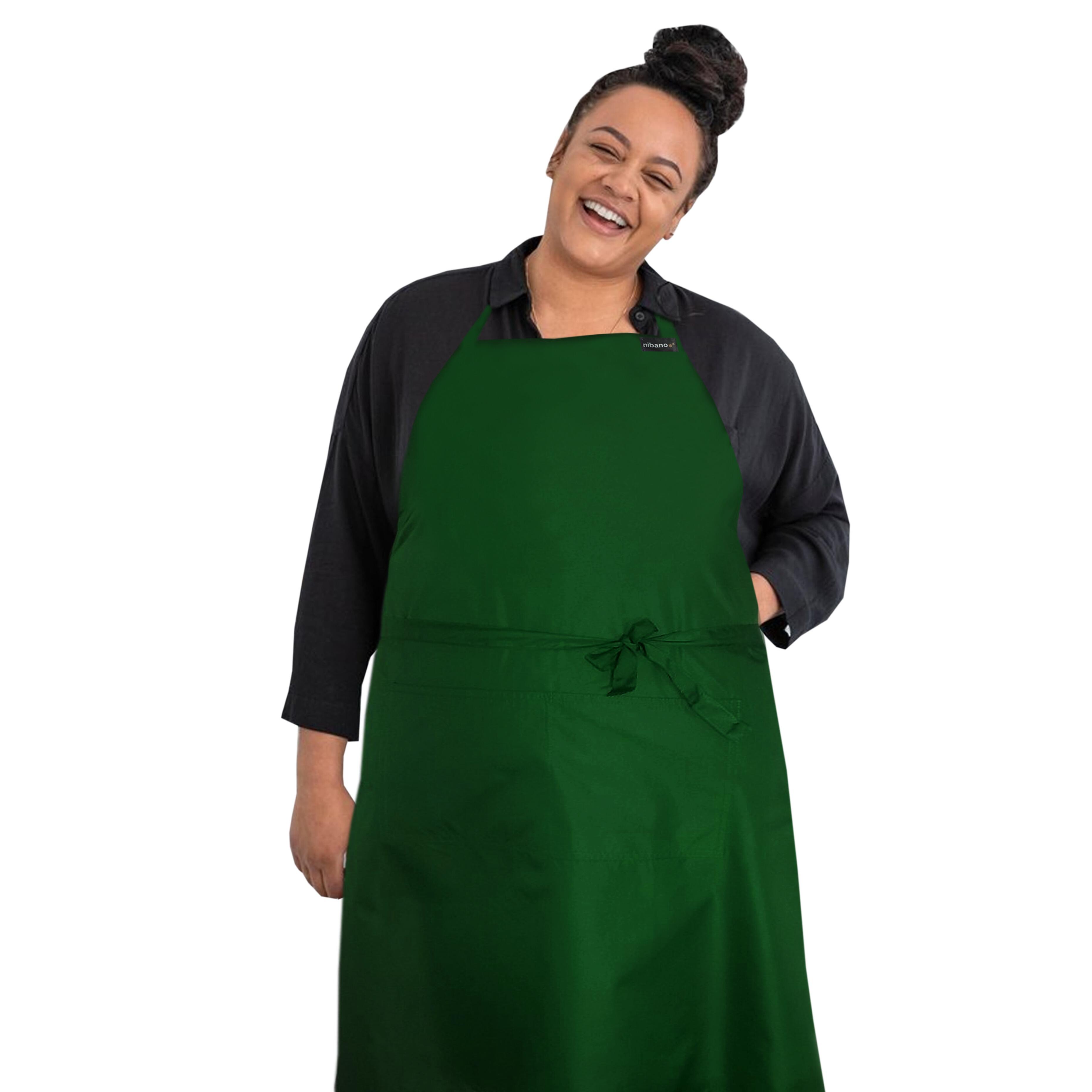 Personalised Waterproof Long Apron Bottle Green
