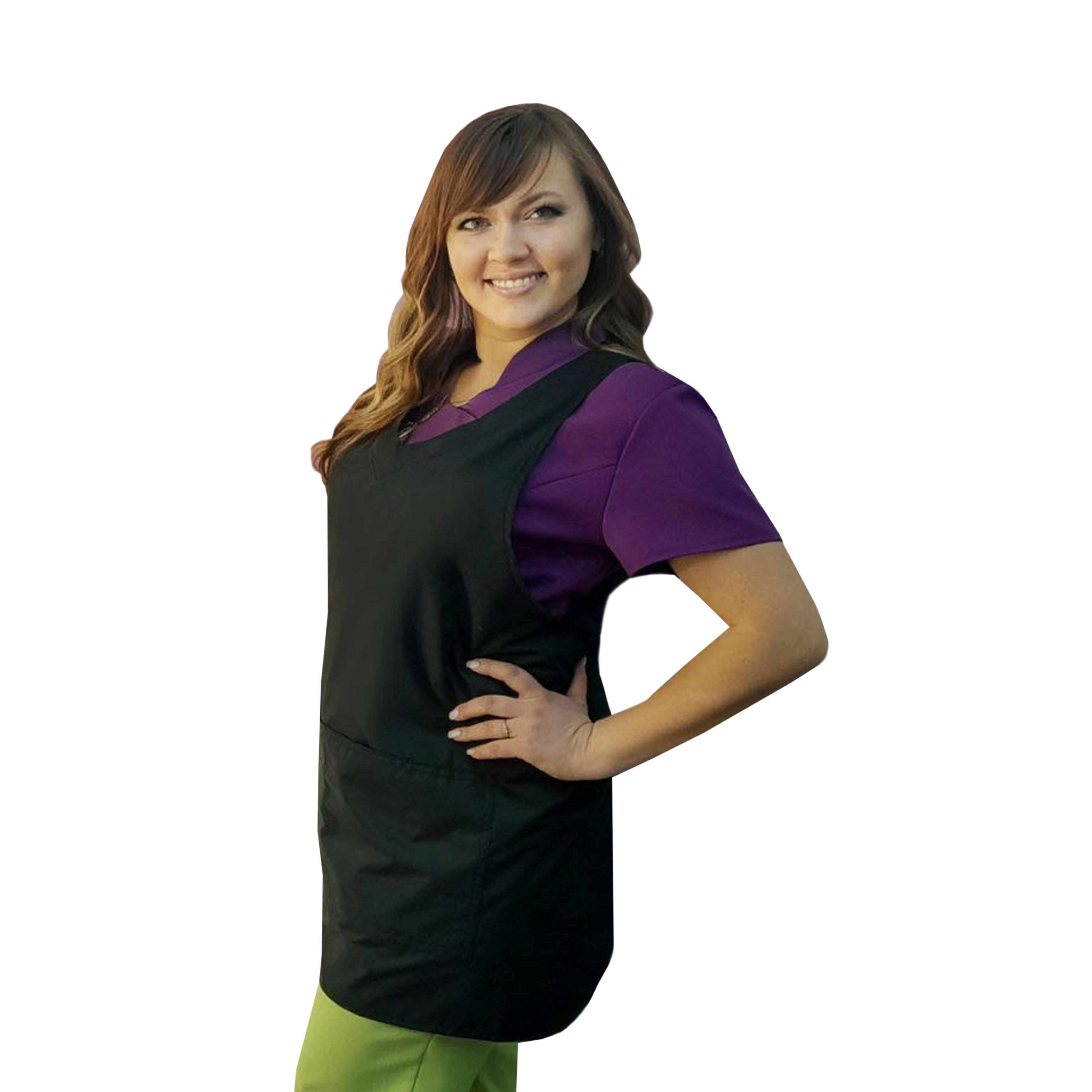 Black  Waterproof wrap around apron for beauty salon