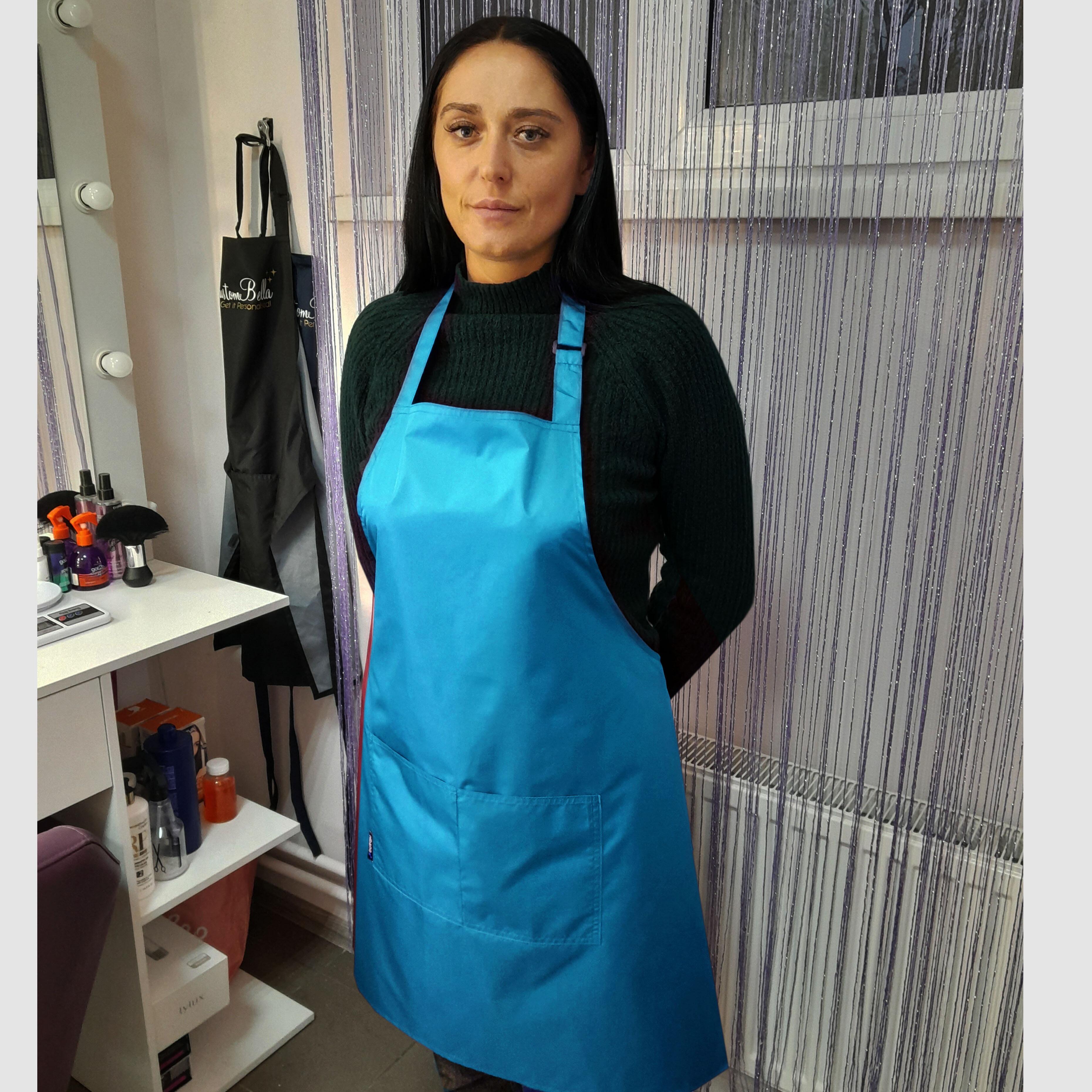 Personalised Waterproof Hairdressing apron turquoise