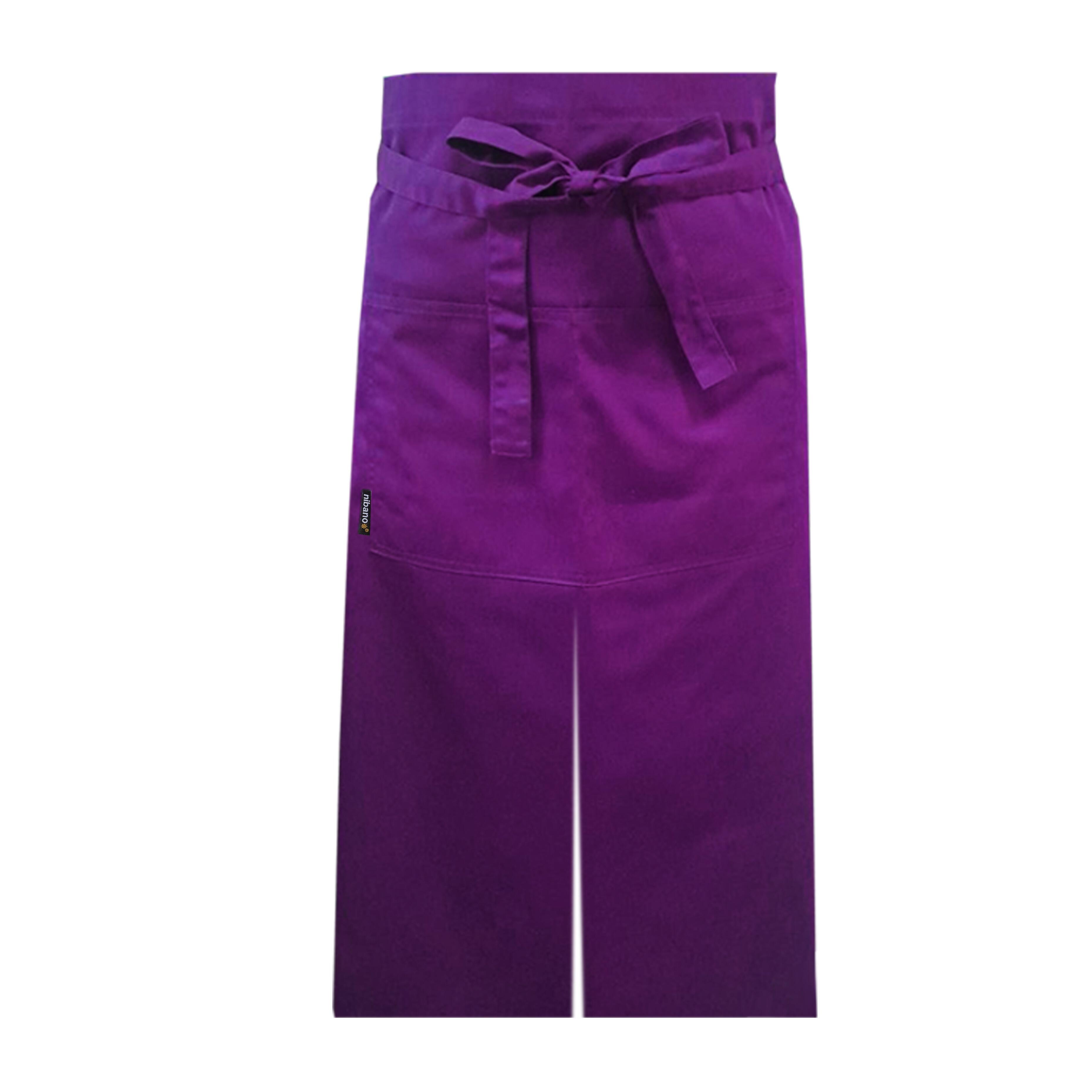 Purple Long Waist Split Leg Apron for cook