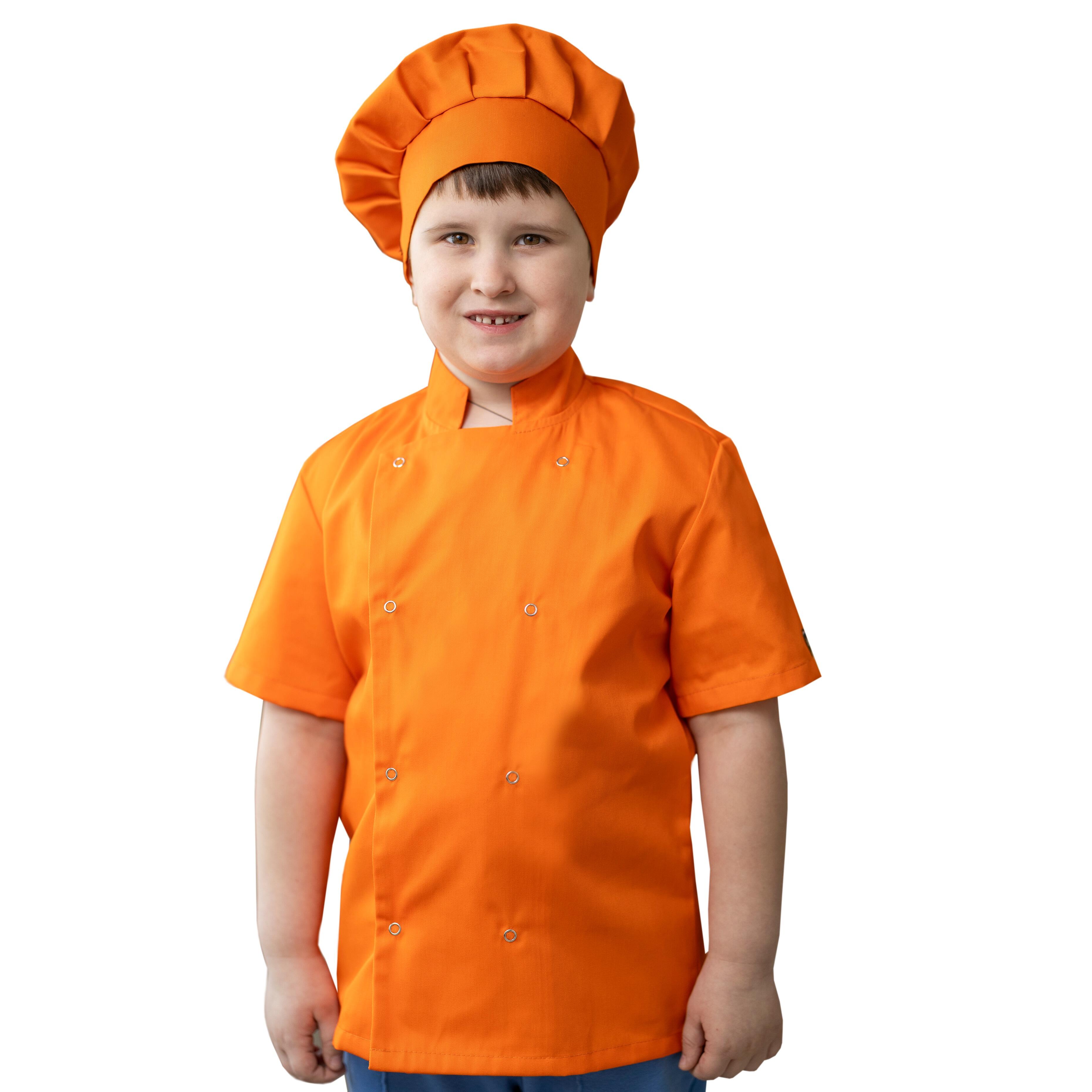 Personalised Kids Short Sleeve Chef's Jacket Orange