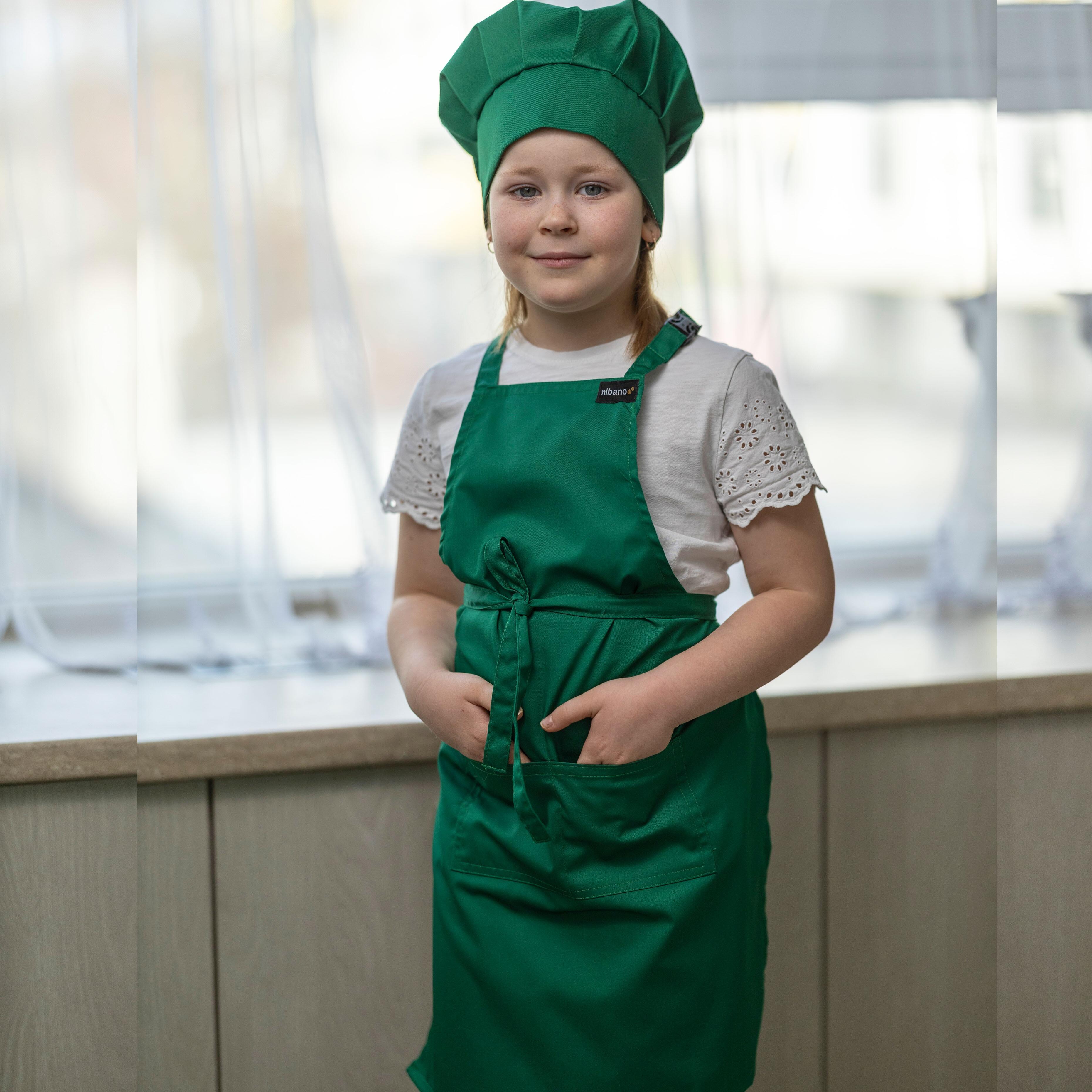 Nibano children's Apron with Pockets Kelly Green