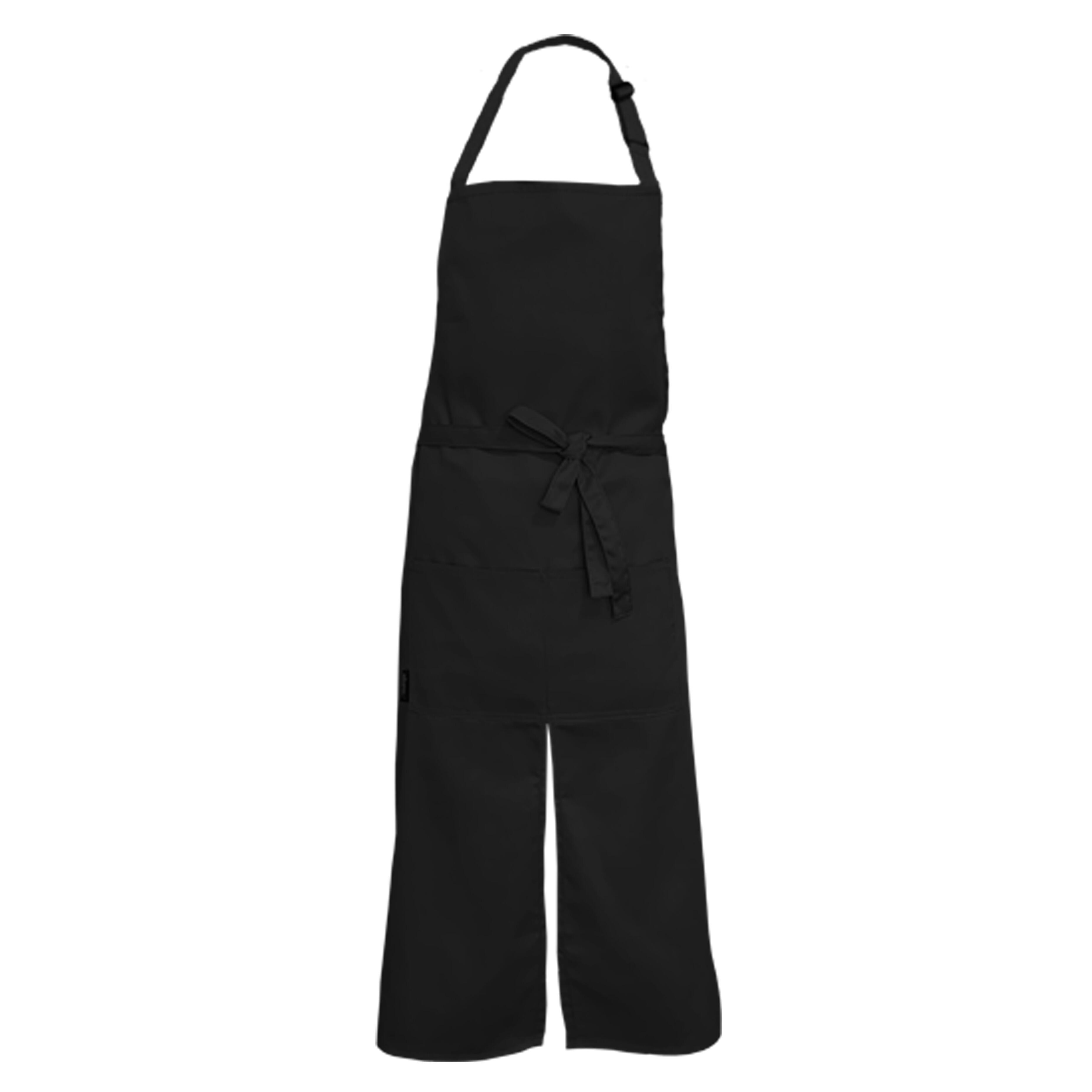 Personalised Long Splitted Bib Apron Black