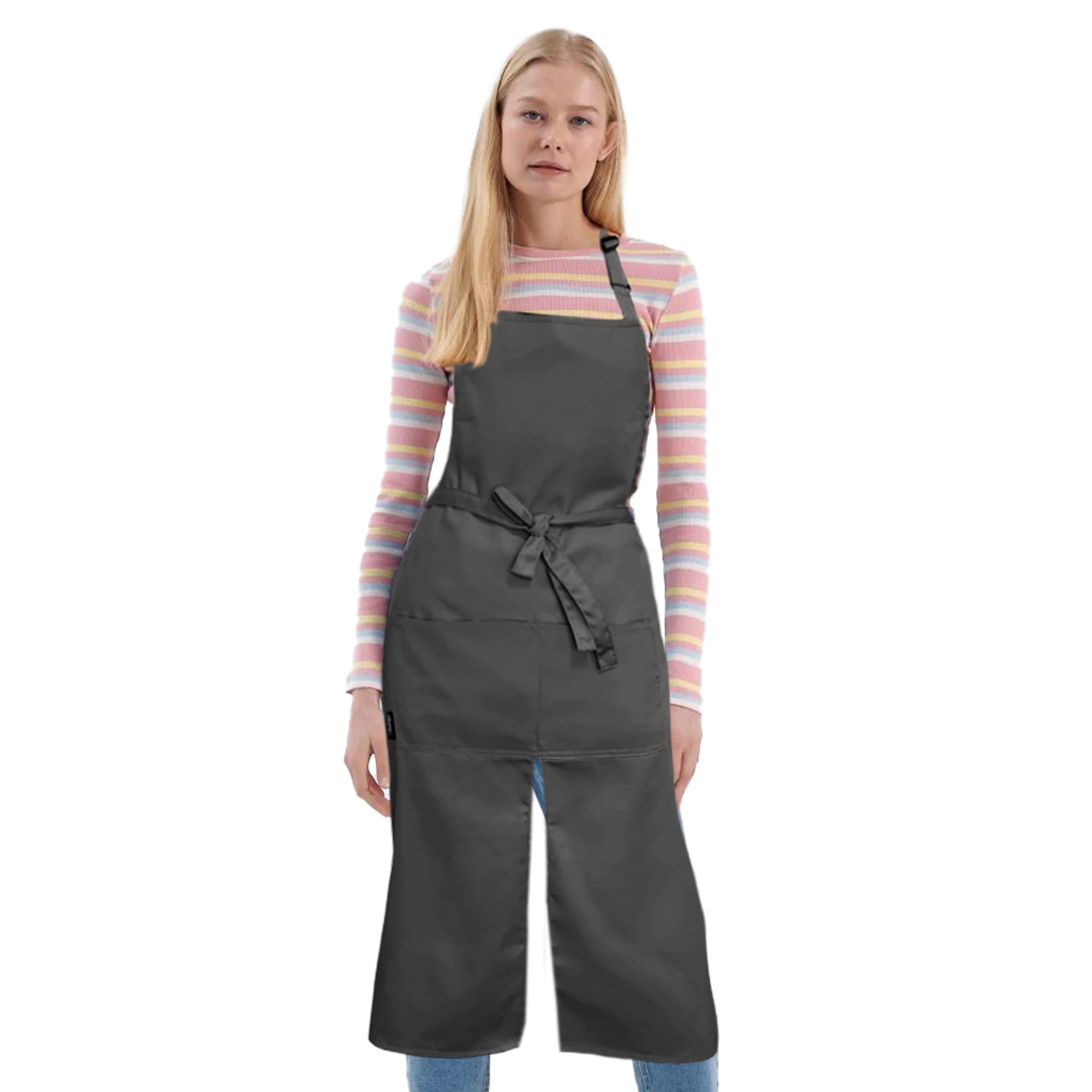 Personalised Long Splitted Bib Apron Dark Grey