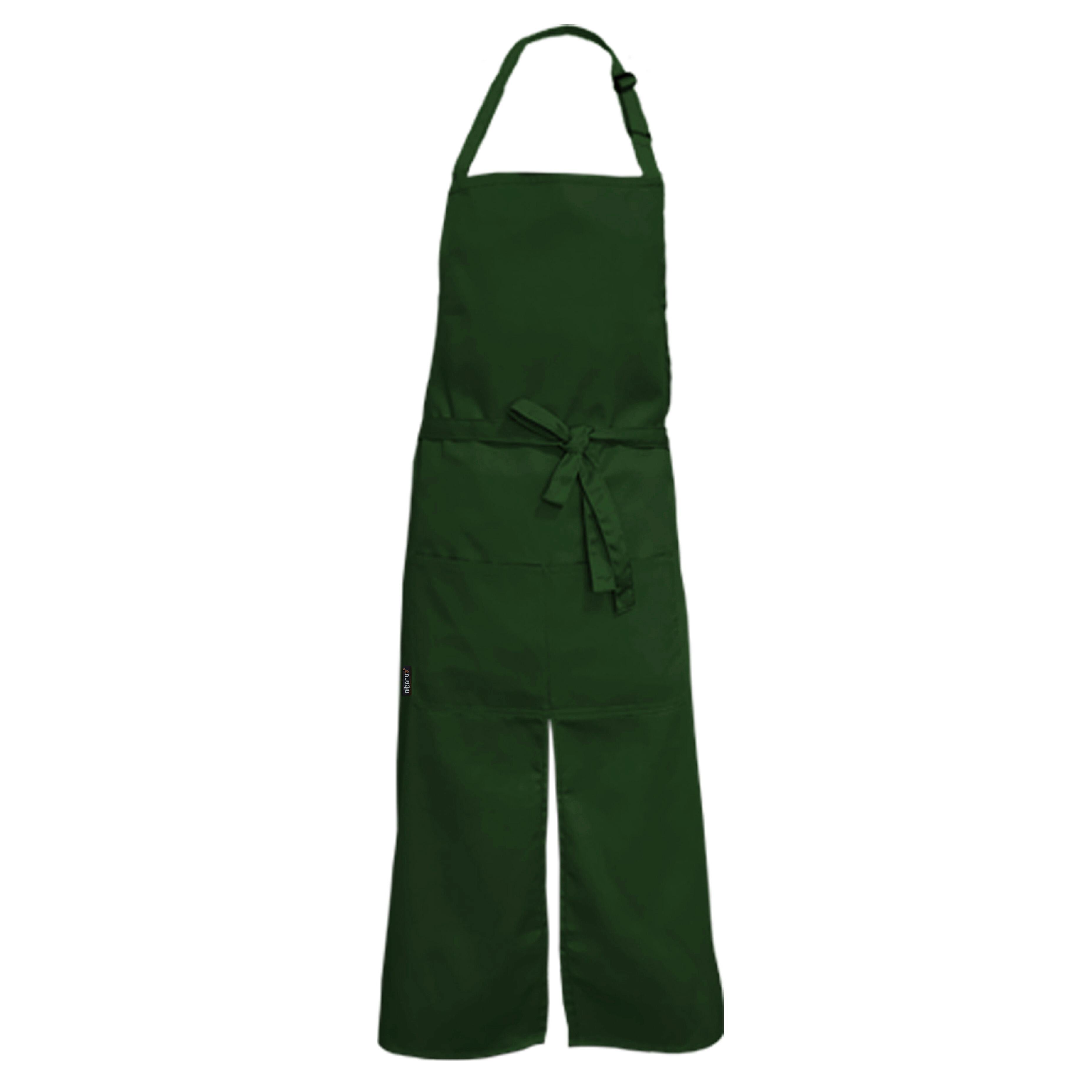 Custom Long Splitted Bib Apron Bottle Green