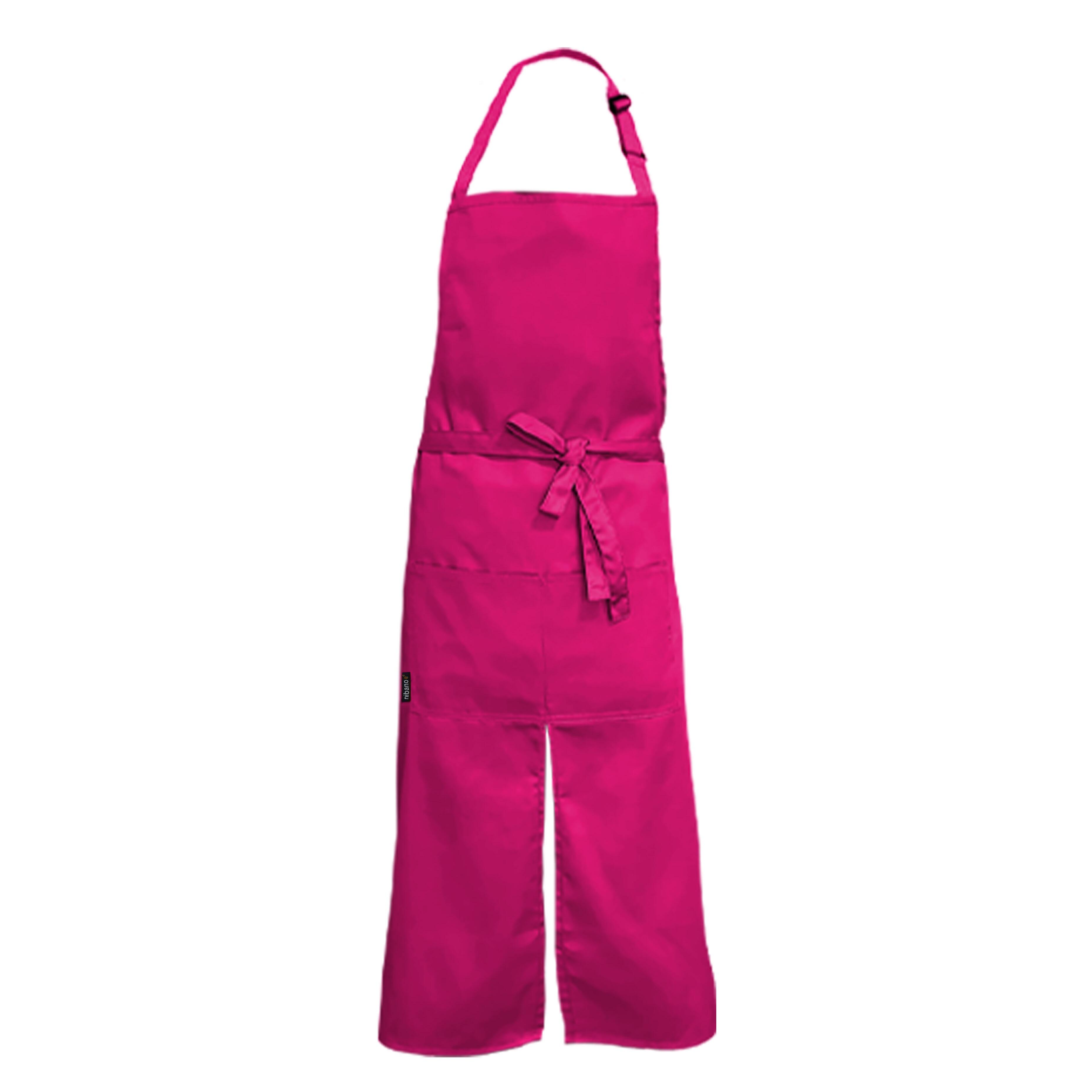 Custom Long Splitted Bib Apron Hot Pink
