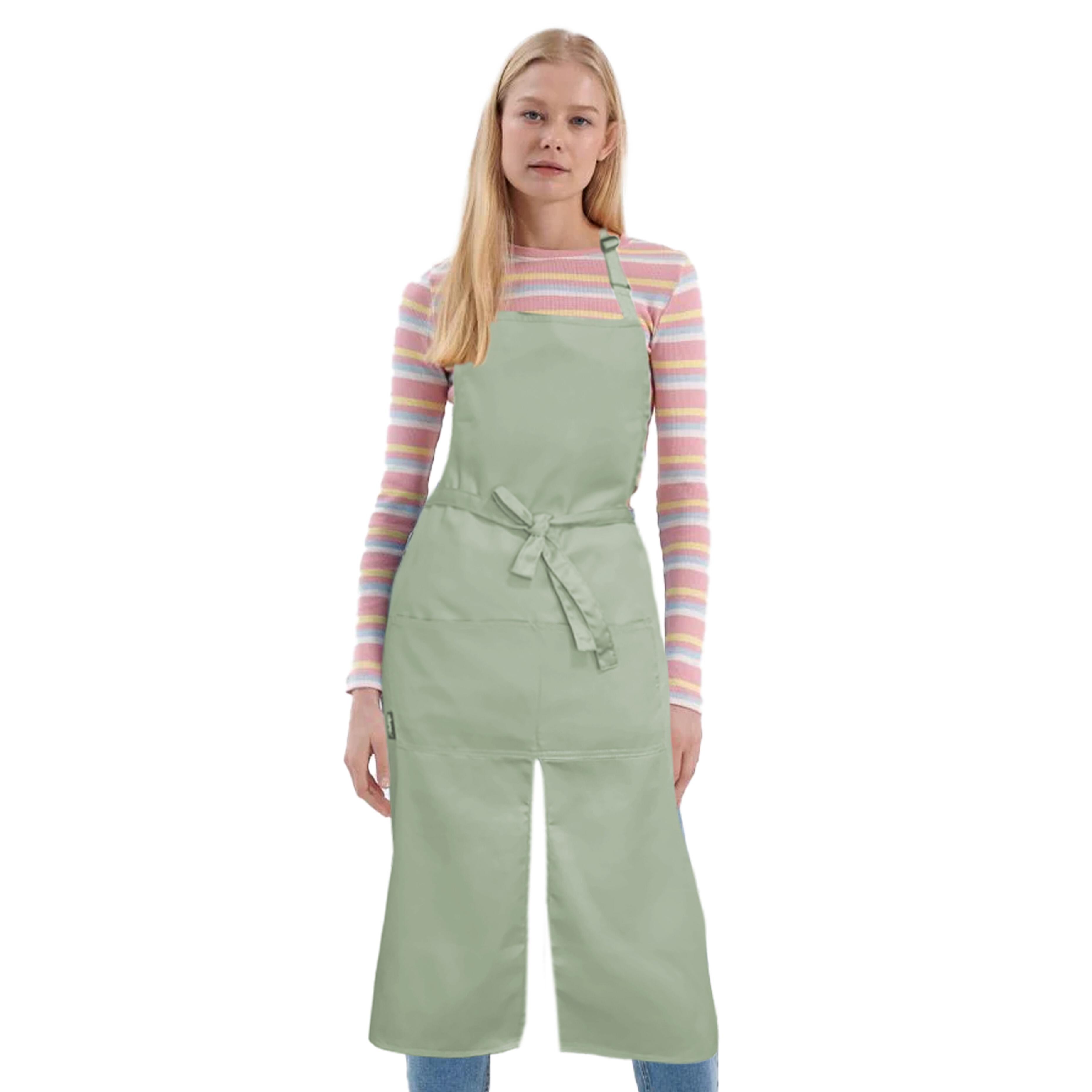 Custom Long Splitted Bib Apron Pistachio