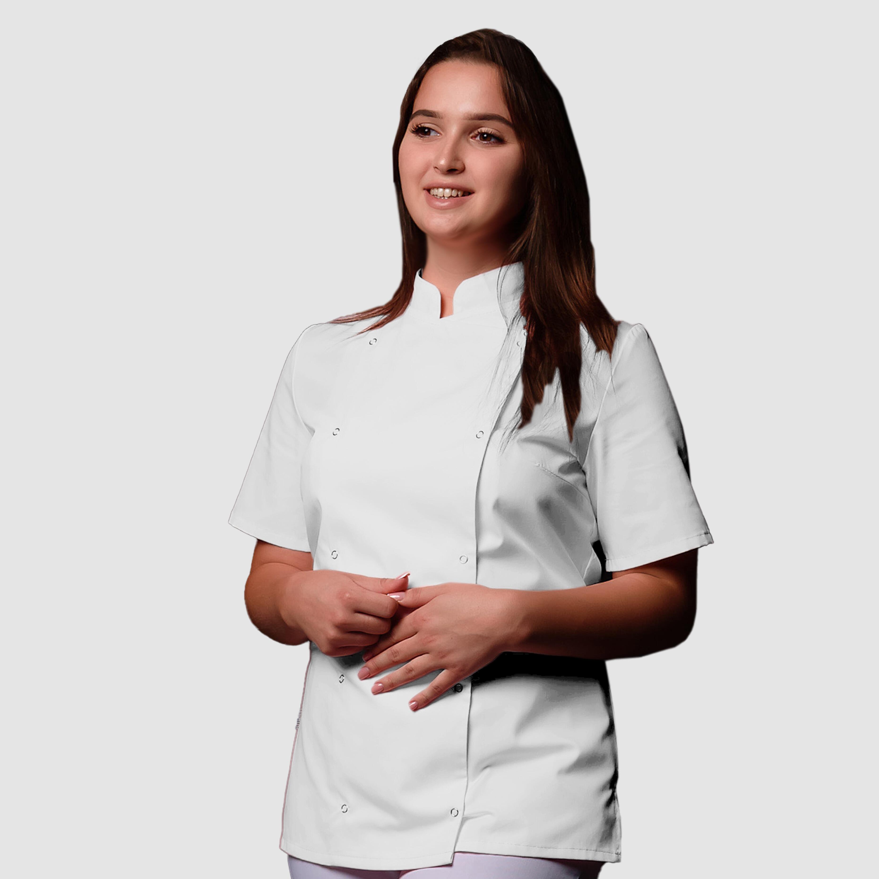 Nibano Women's Short Sleeve Chef Jacket White