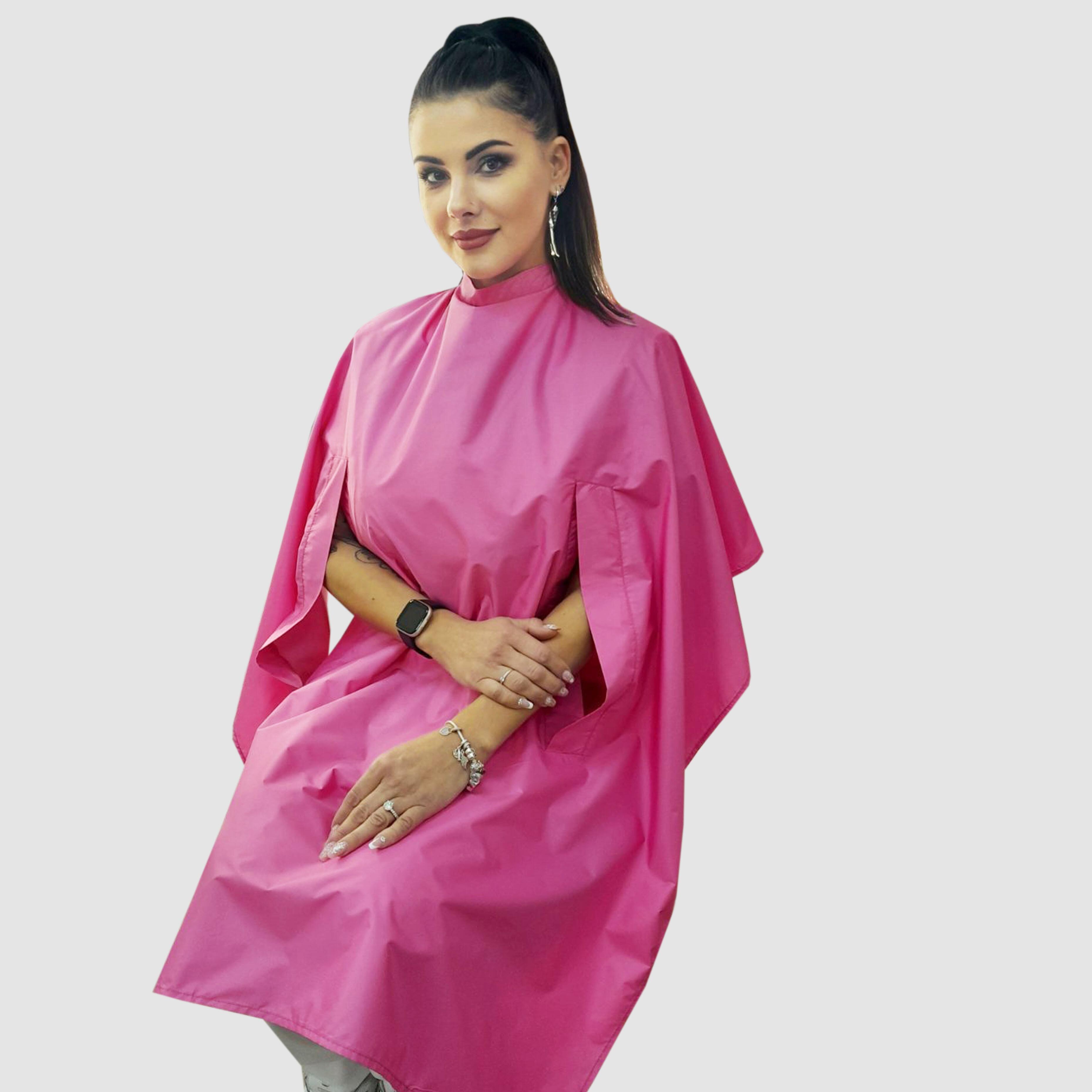 Nibano hairdressing gown with handsplits & poppers Pink Barbie