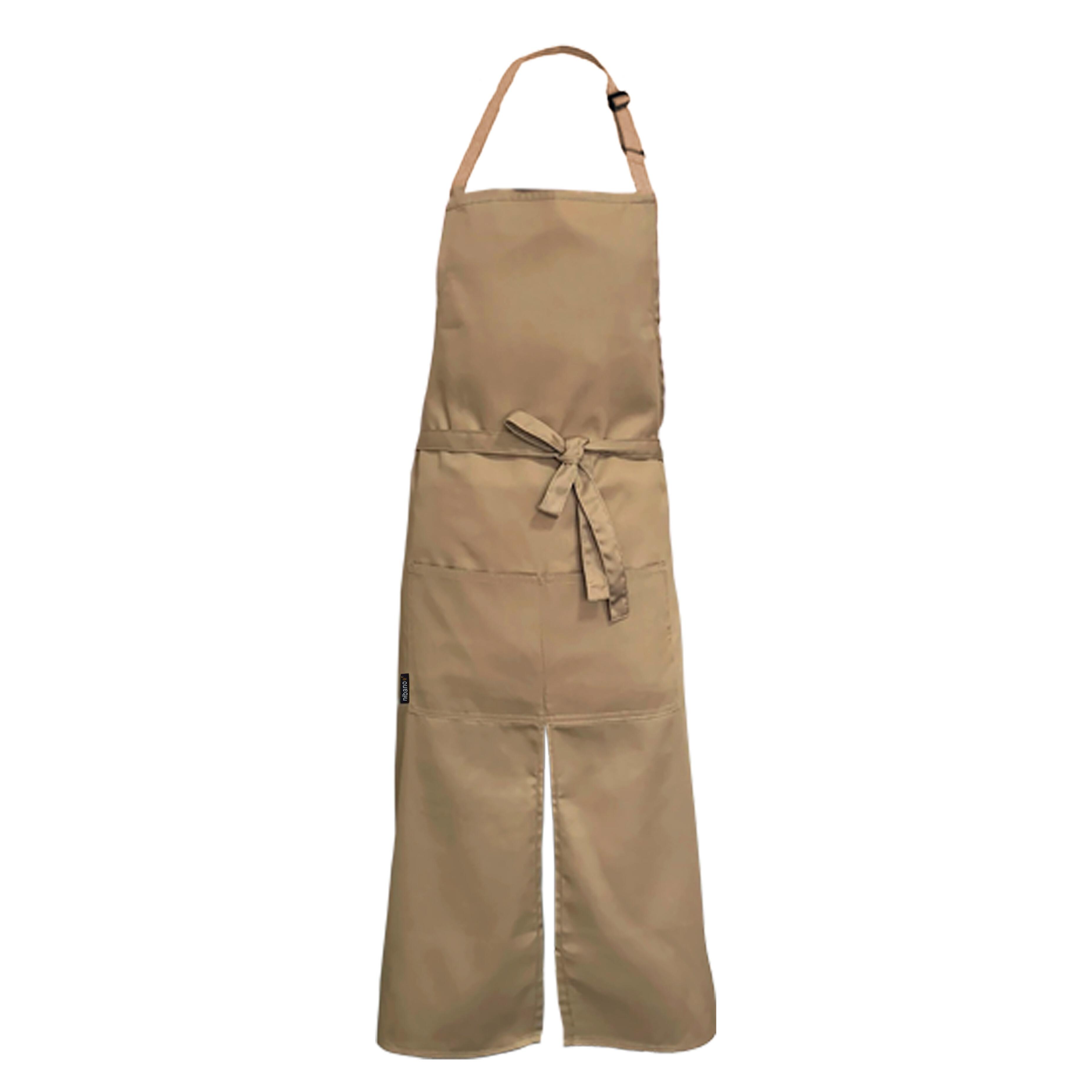 Custom Long Splitted Bib Apron  Cappuccino