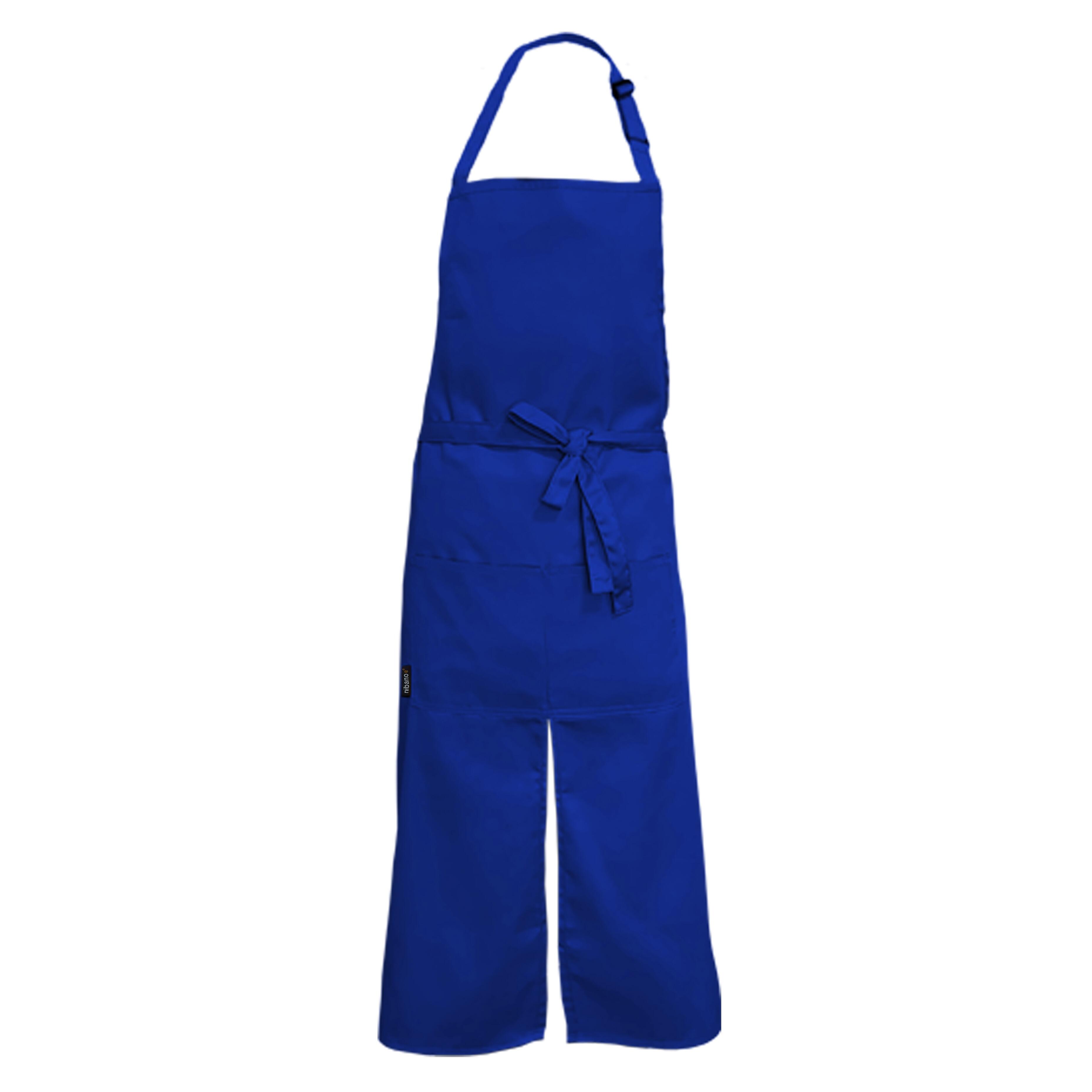 Personalised Long Splitted Bib Apron Royal Blue