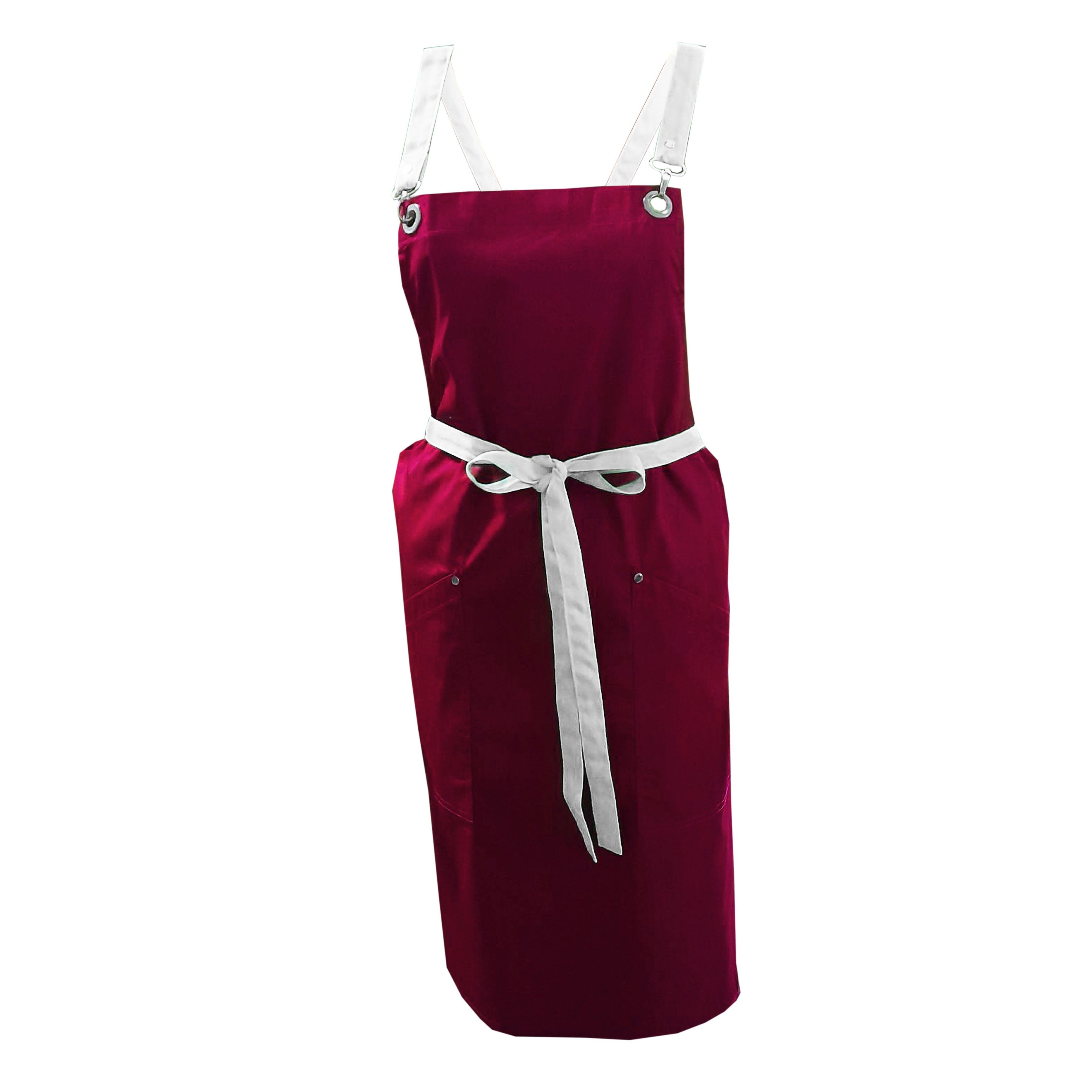 Custom Apron with Crossover Ties Burgundy