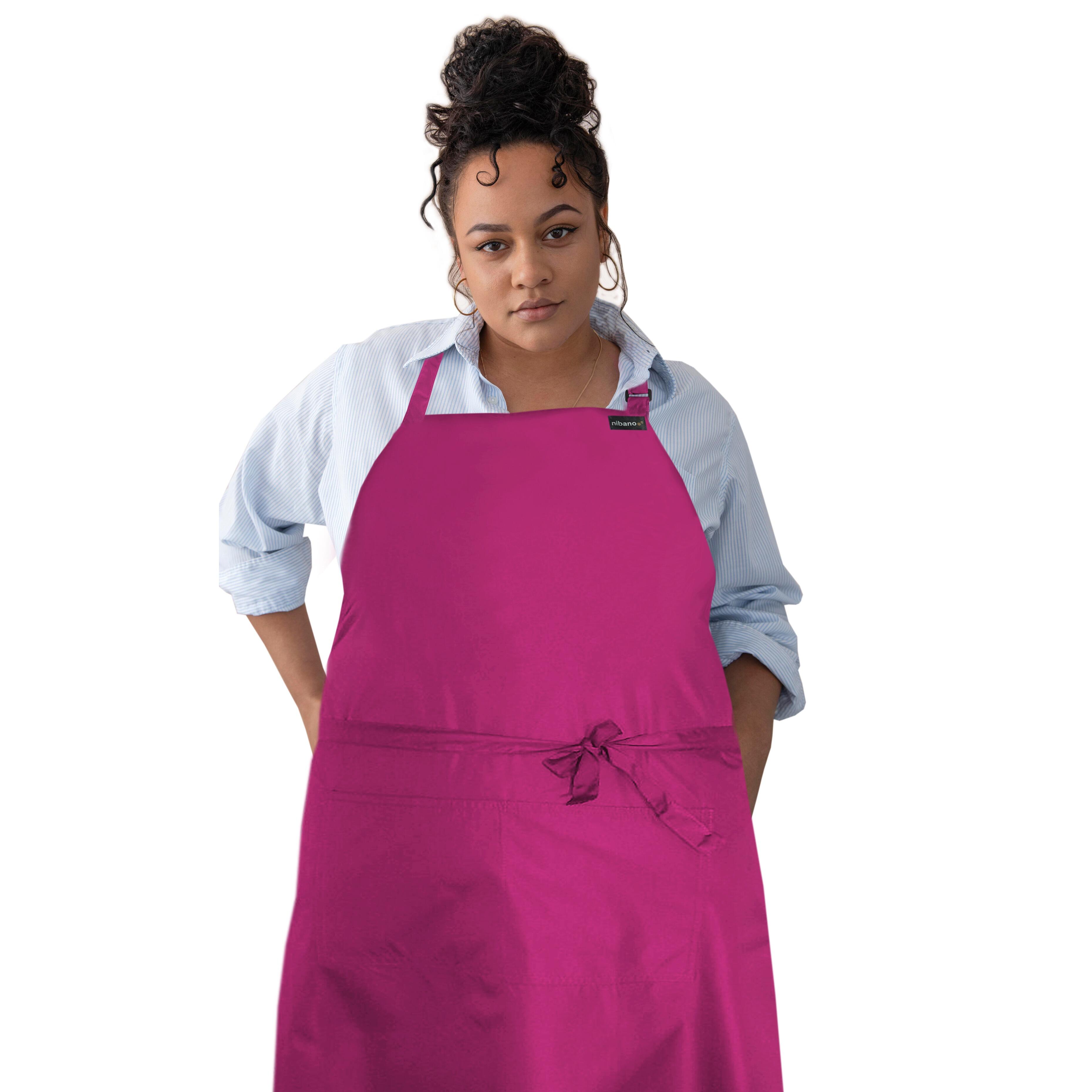 Waterproof Plus size Apron Pockets Hot Pink with logo