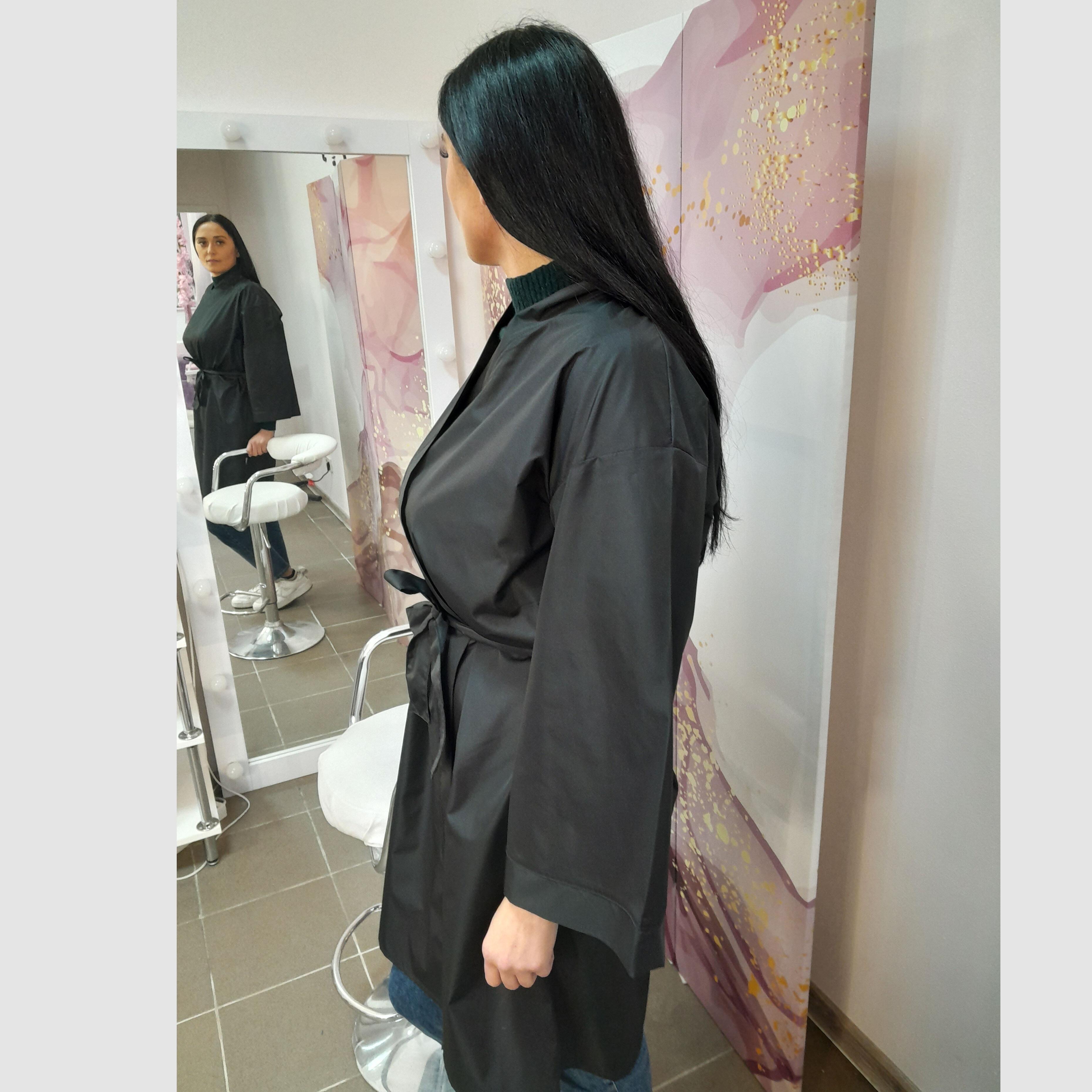 Personalised Salon Kimono Gown Black
