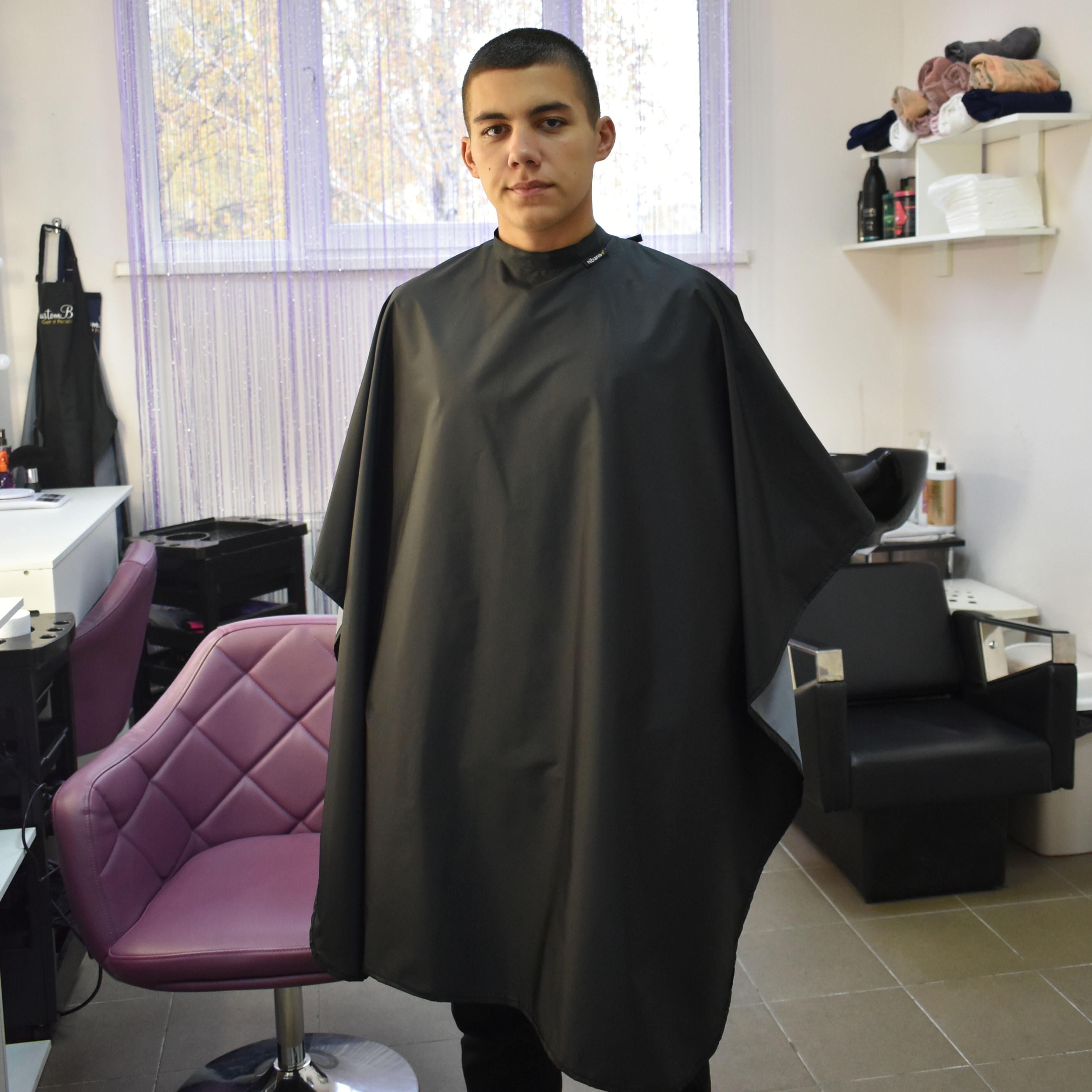 Nibano Hairdressing Cape with poppers Black