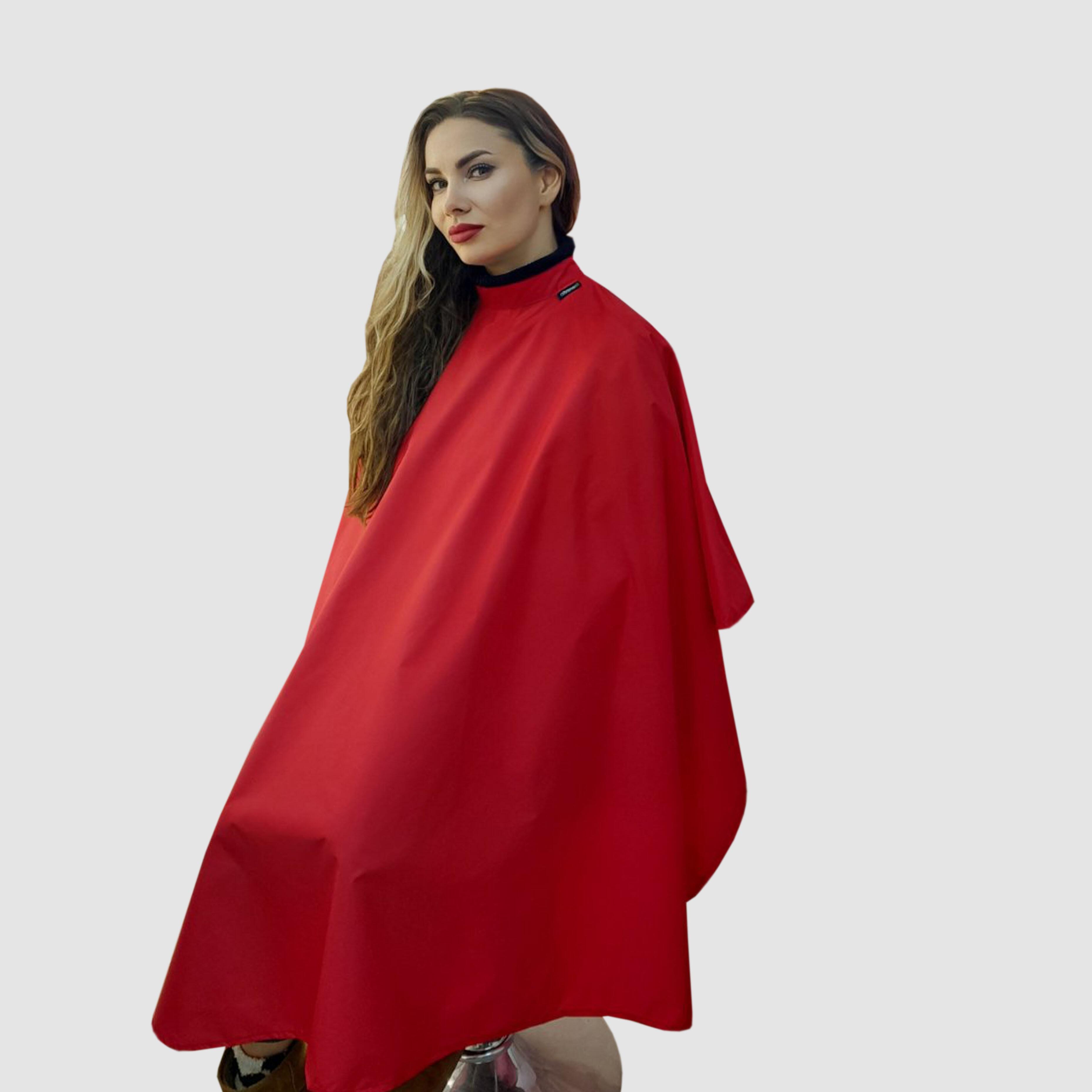 Nibano hairdressing gown with poppers red