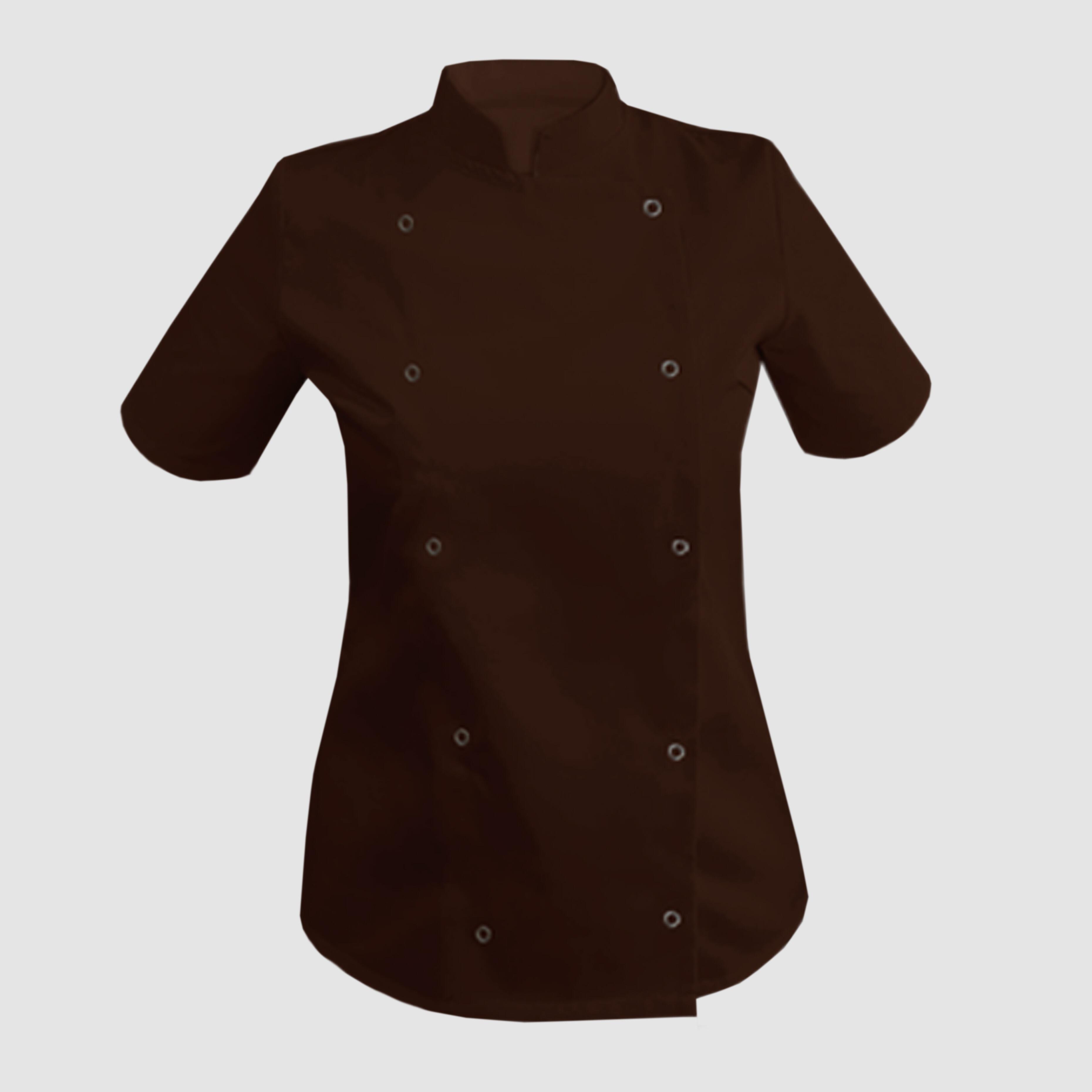 Nibano Women's Short Sleeve Chef's Jacket Brown