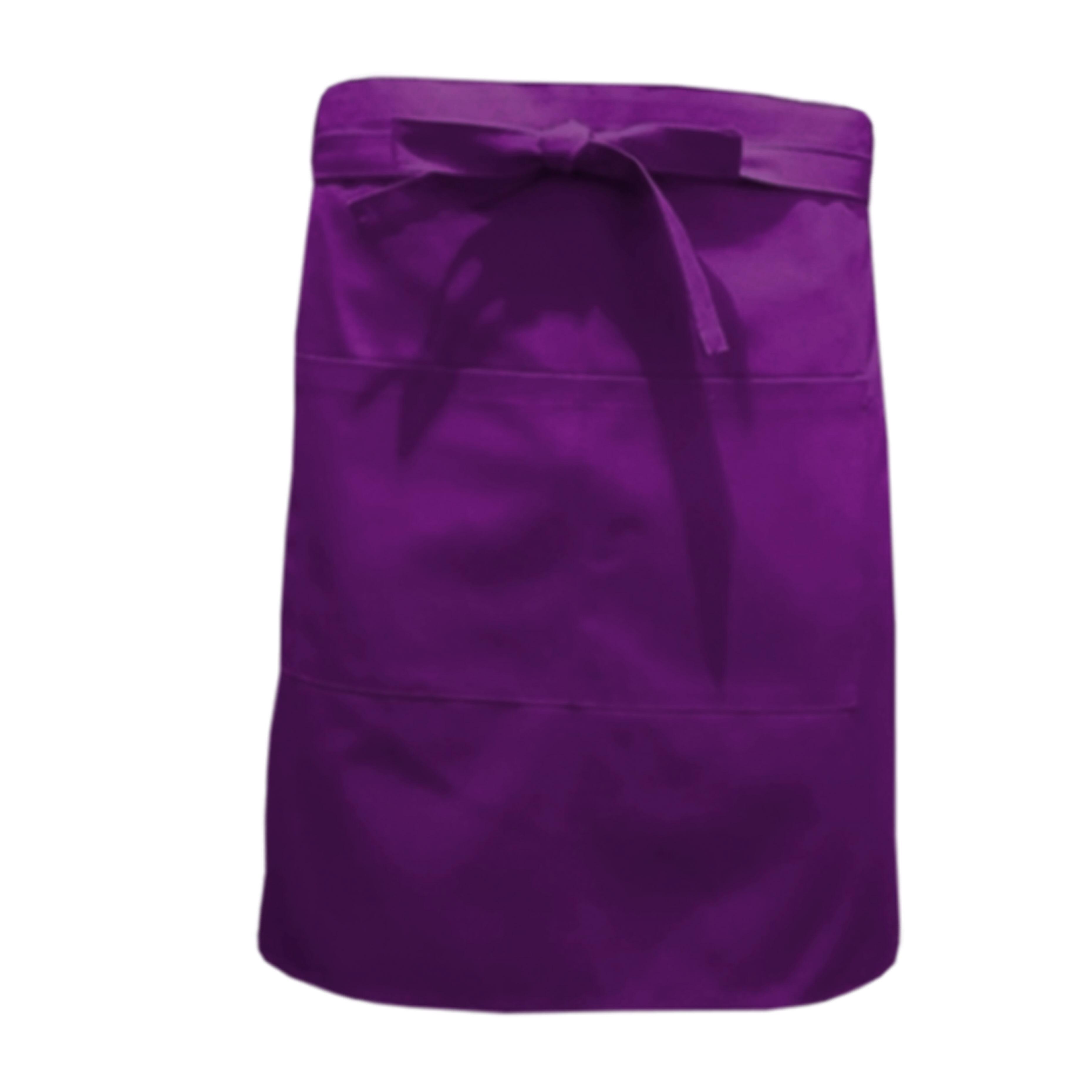 Nibano mid length waist apron with pockets Purple