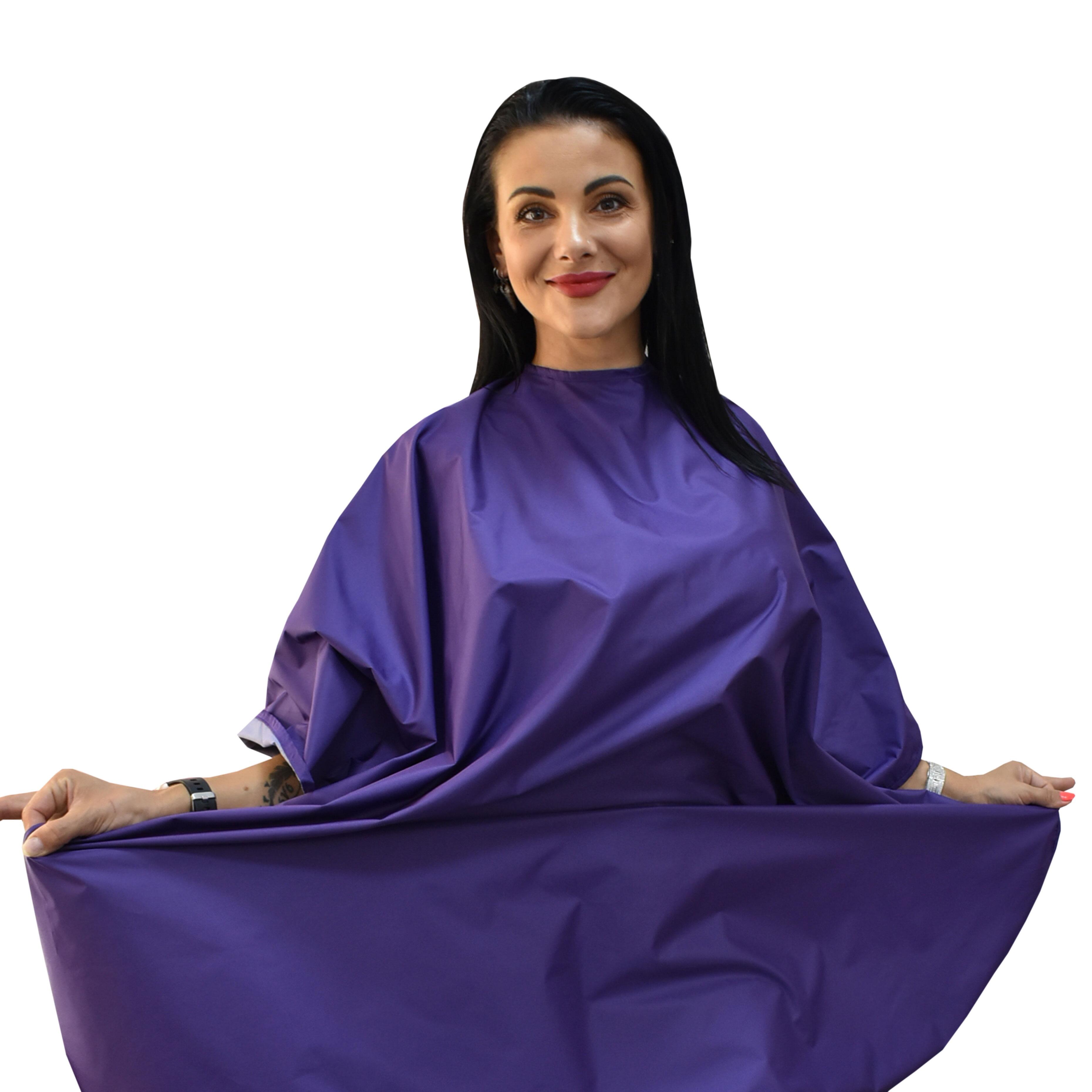 Personalised hairdressing gown purple