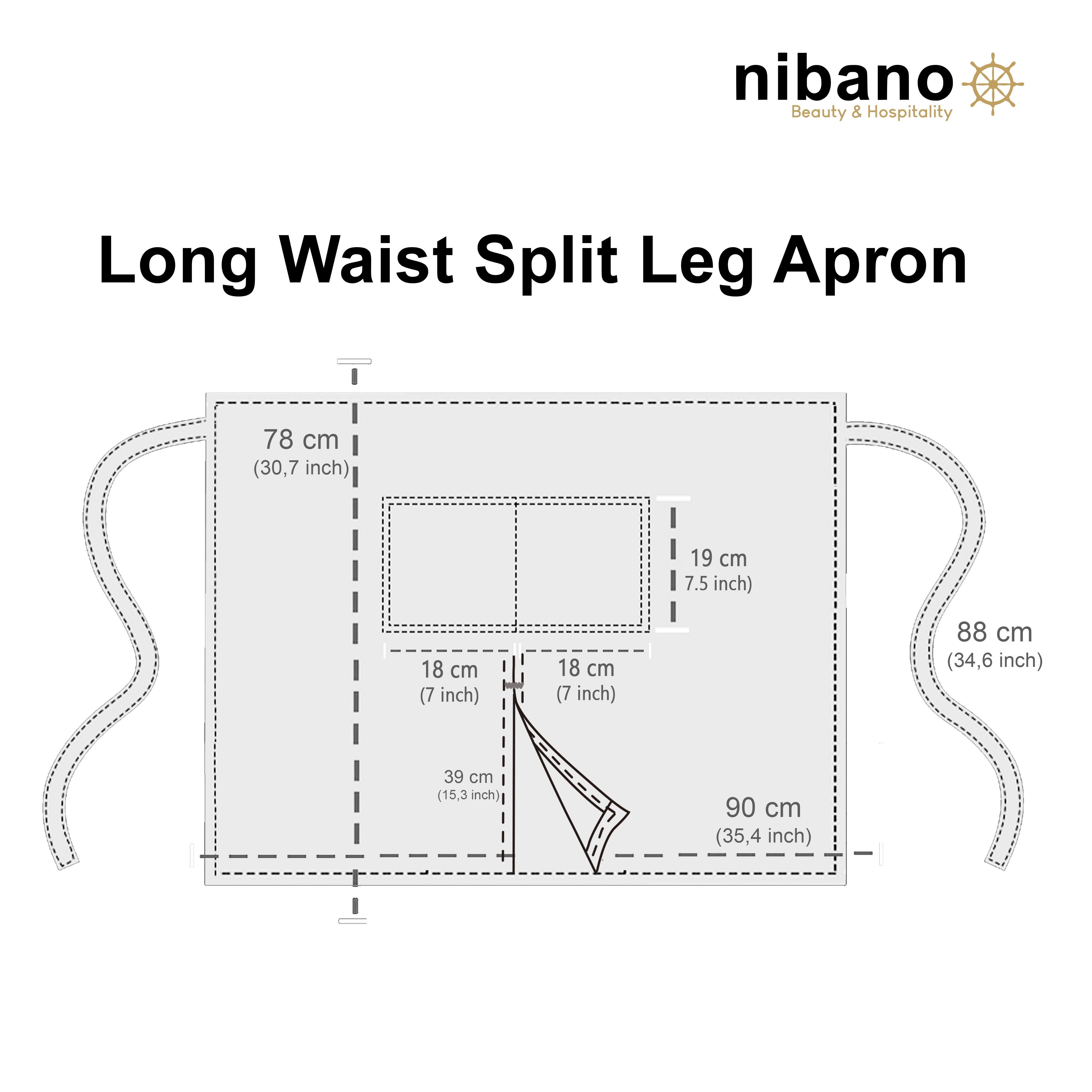 Nibano Long Waist Split Leg Apron Pockets Brown colour