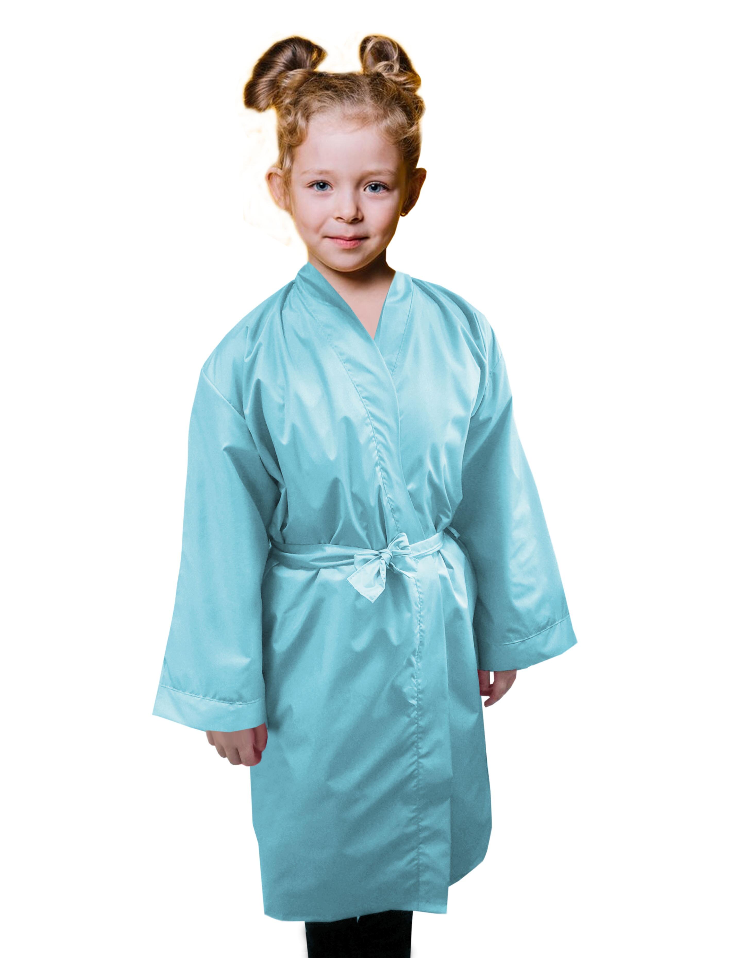 Salon Kids Kimono Gown Aqua Blue with logo